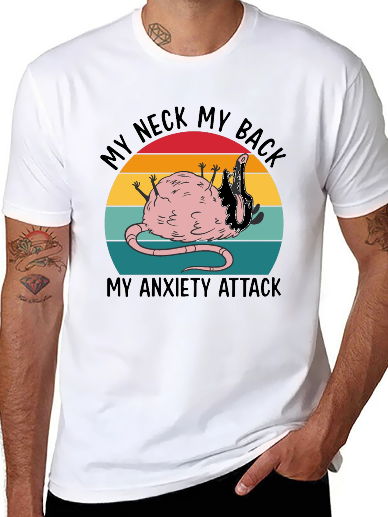 Funny My Neck My Back Rat Anxiety T-Shirt