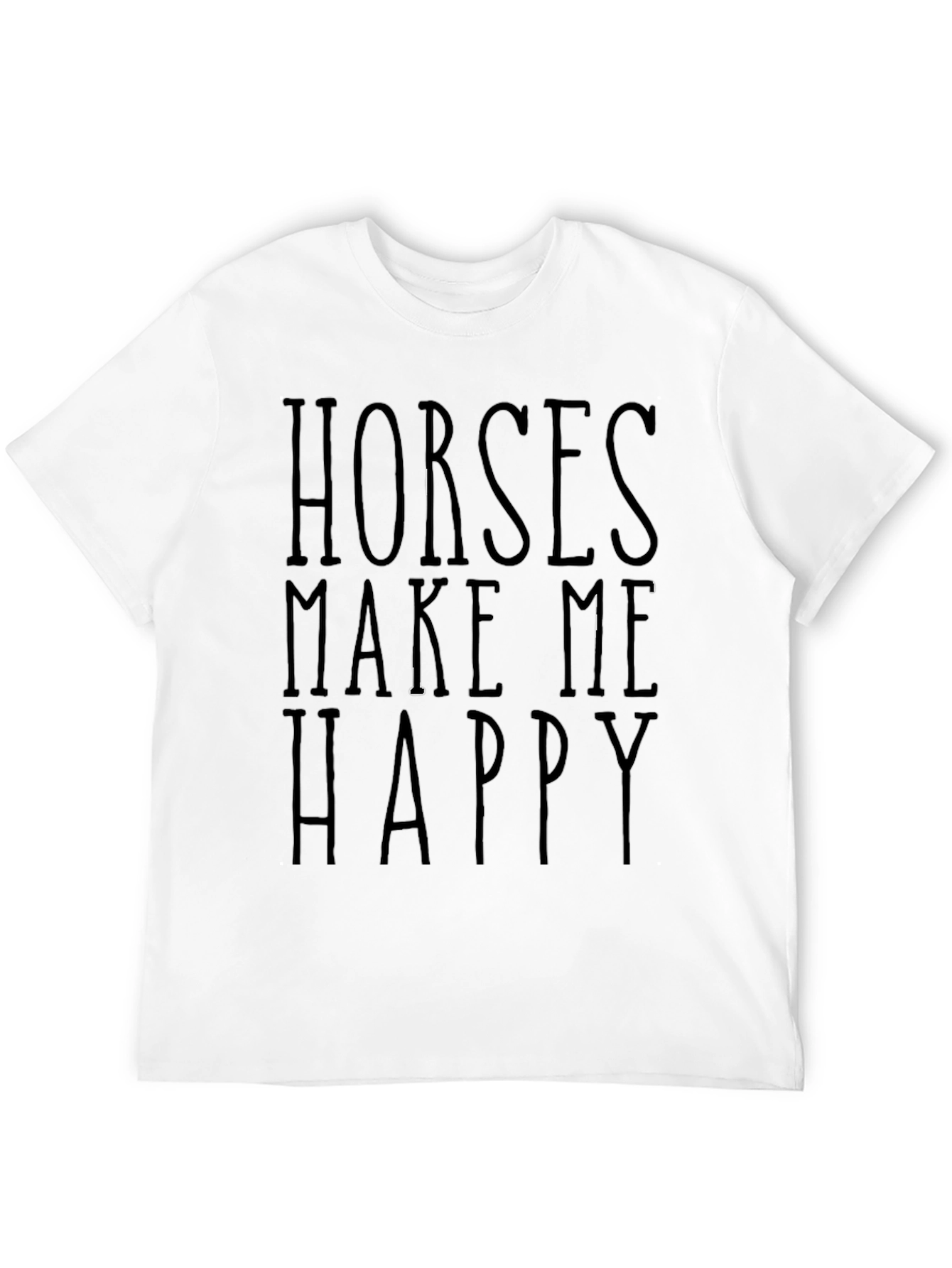 Horses Make Me Happy Black Graphic T-Shirt