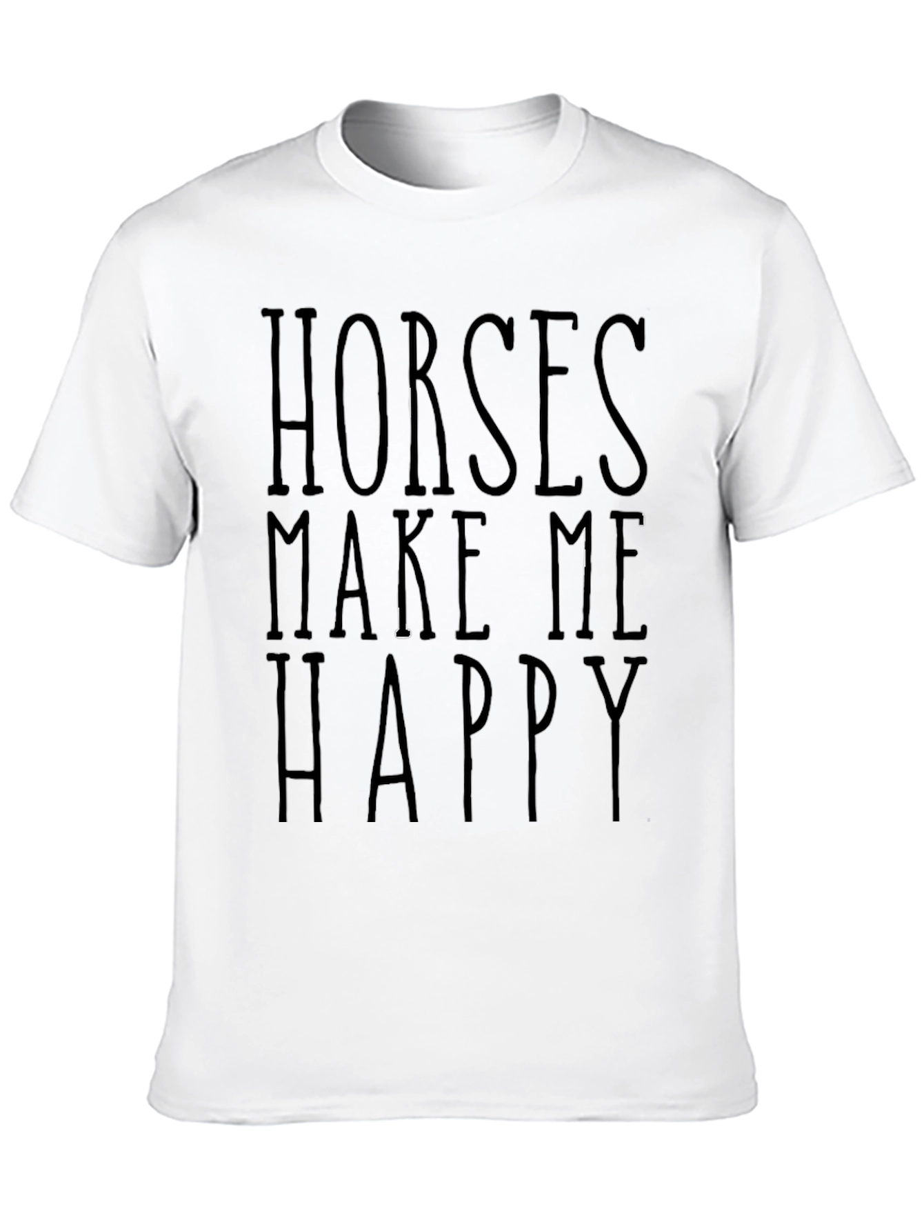 Horses Make Me Happy Black Graphic T-Shirt