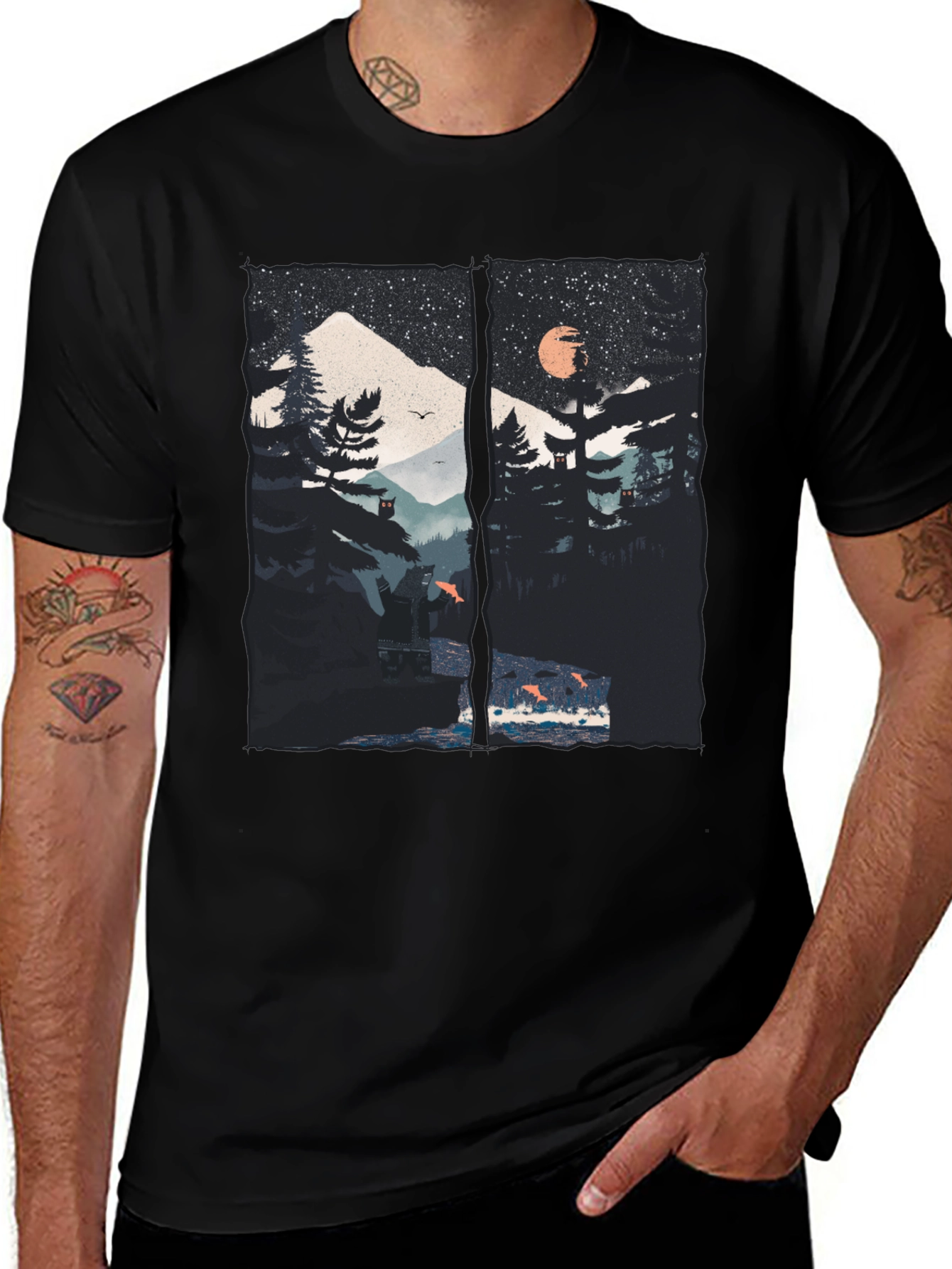 Scenic Mountain Print Mens T-Shirt