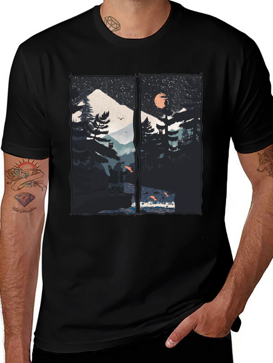 Scenic Mountain Print Mens T-Shirt