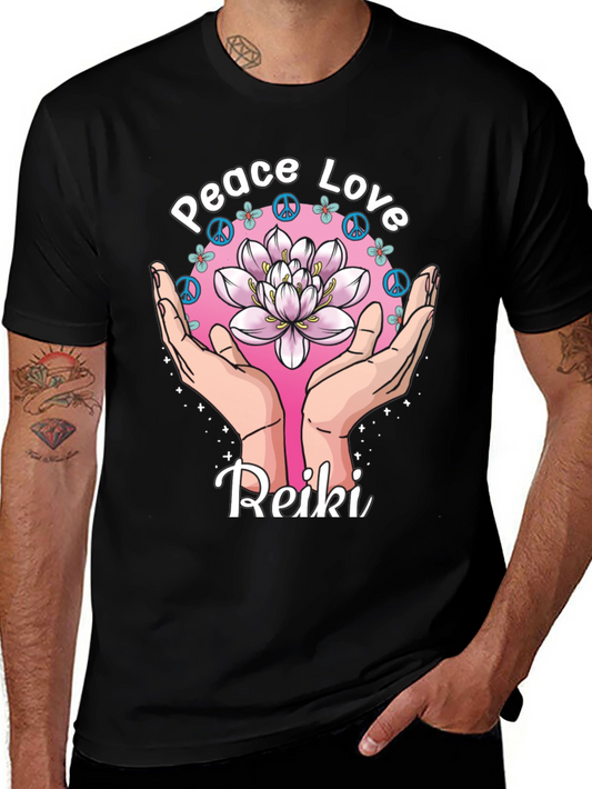 Peace Love Reiki Lotus Flower Graphic Tee
