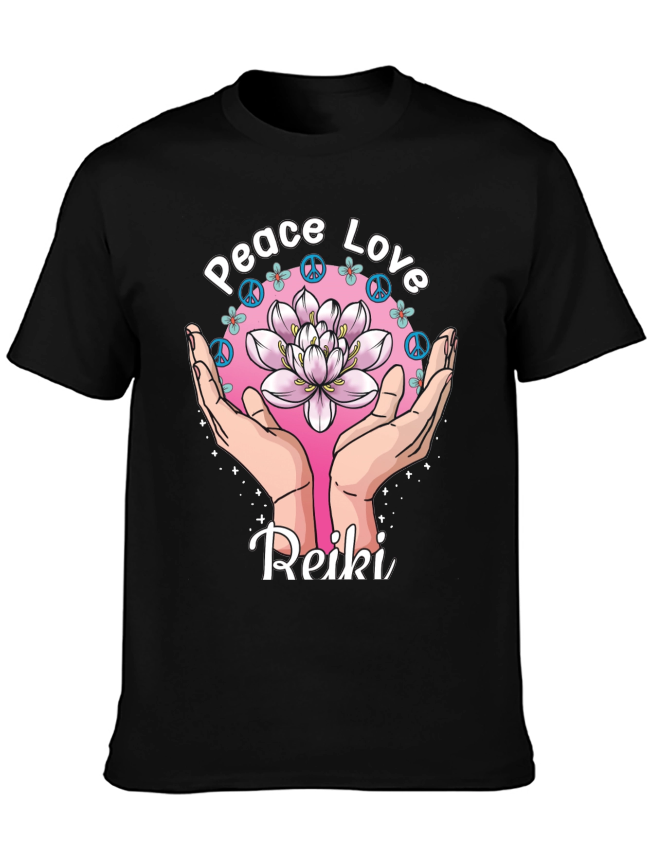 Peace Love Reiki Lotus Flower Graphic Tee