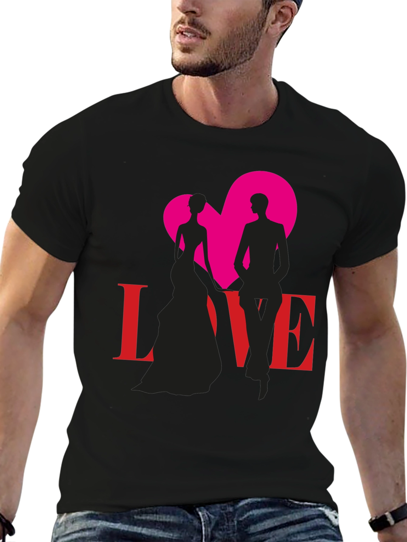Love Silhouette Graphic Tee - Stylish Couple Design
