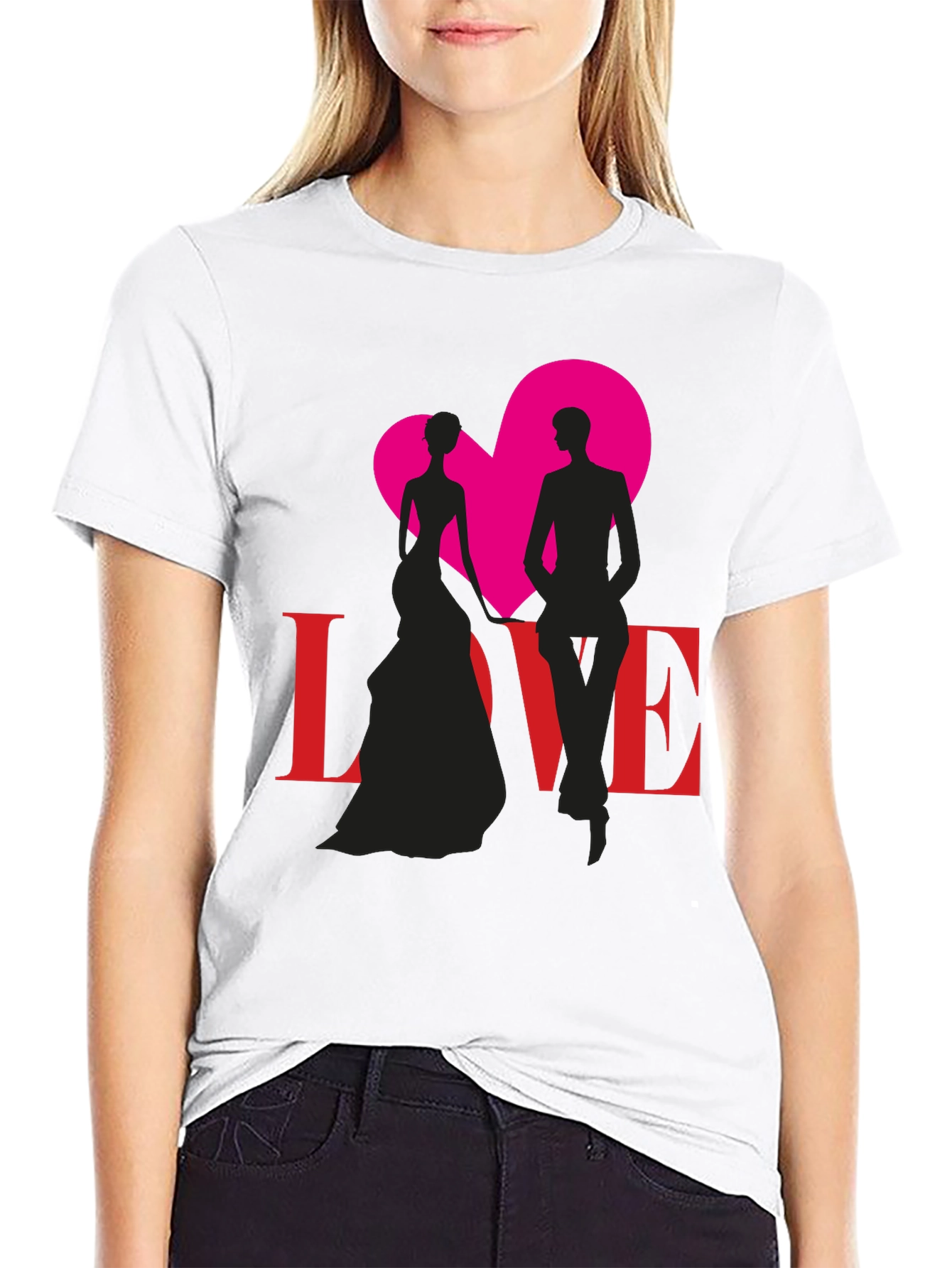 Love Silhouette Graphic Tee - Stylish Couple Design