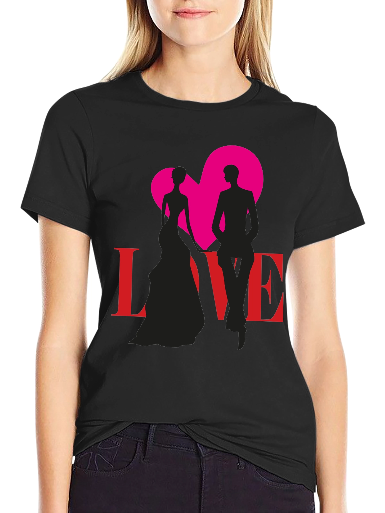 Love Silhouette Graphic Tee - Stylish Couple Design