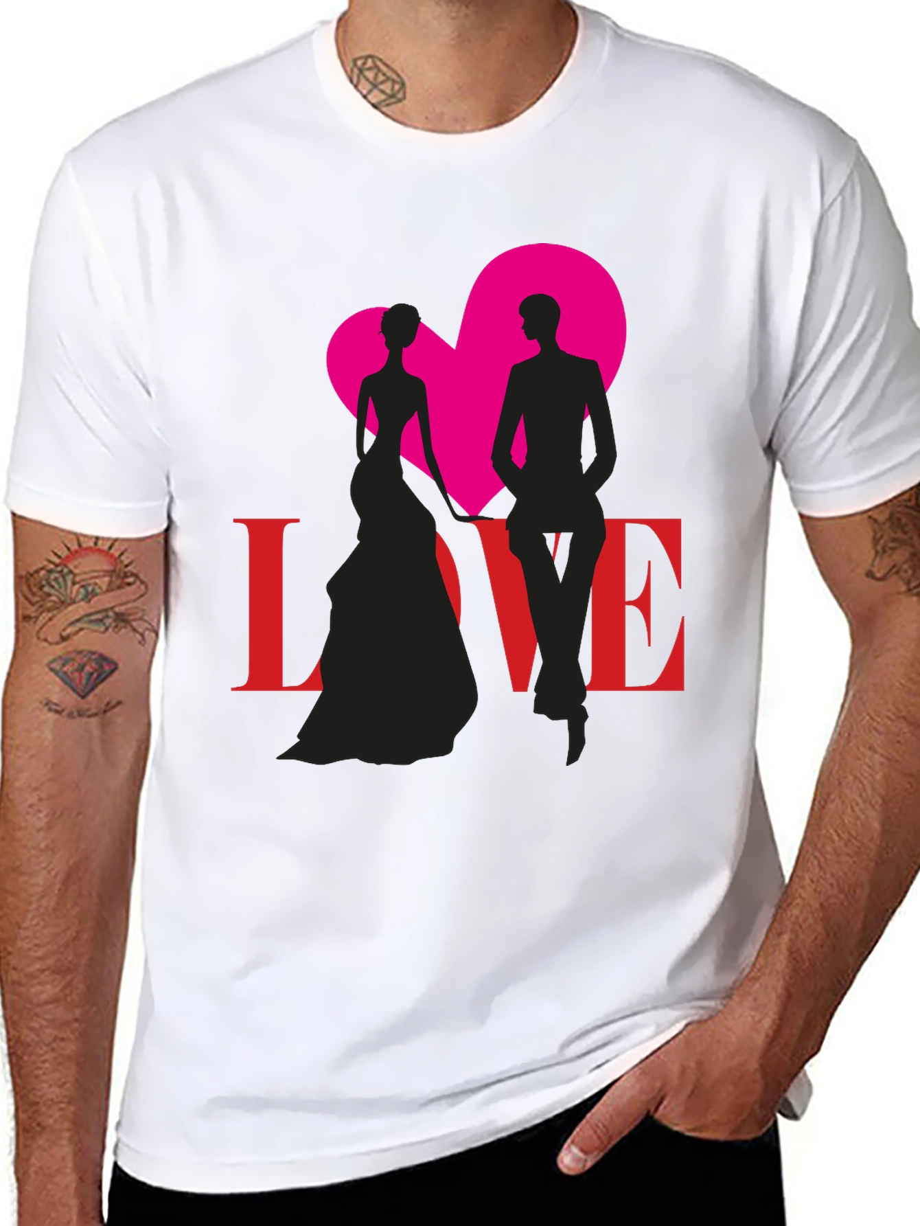 Love Silhouette Graphic Tee - Stylish Couple Design