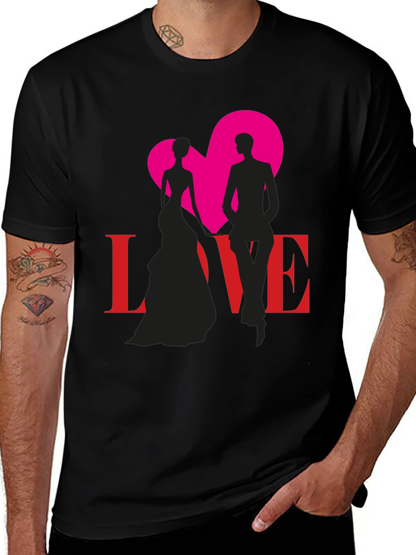Love Silhouette Graphic Tee - Stylish Couple Design