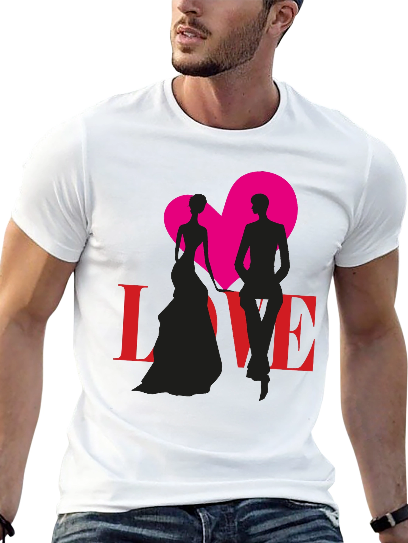 Love Silhouette Graphic Tee - Stylish Couple Design
