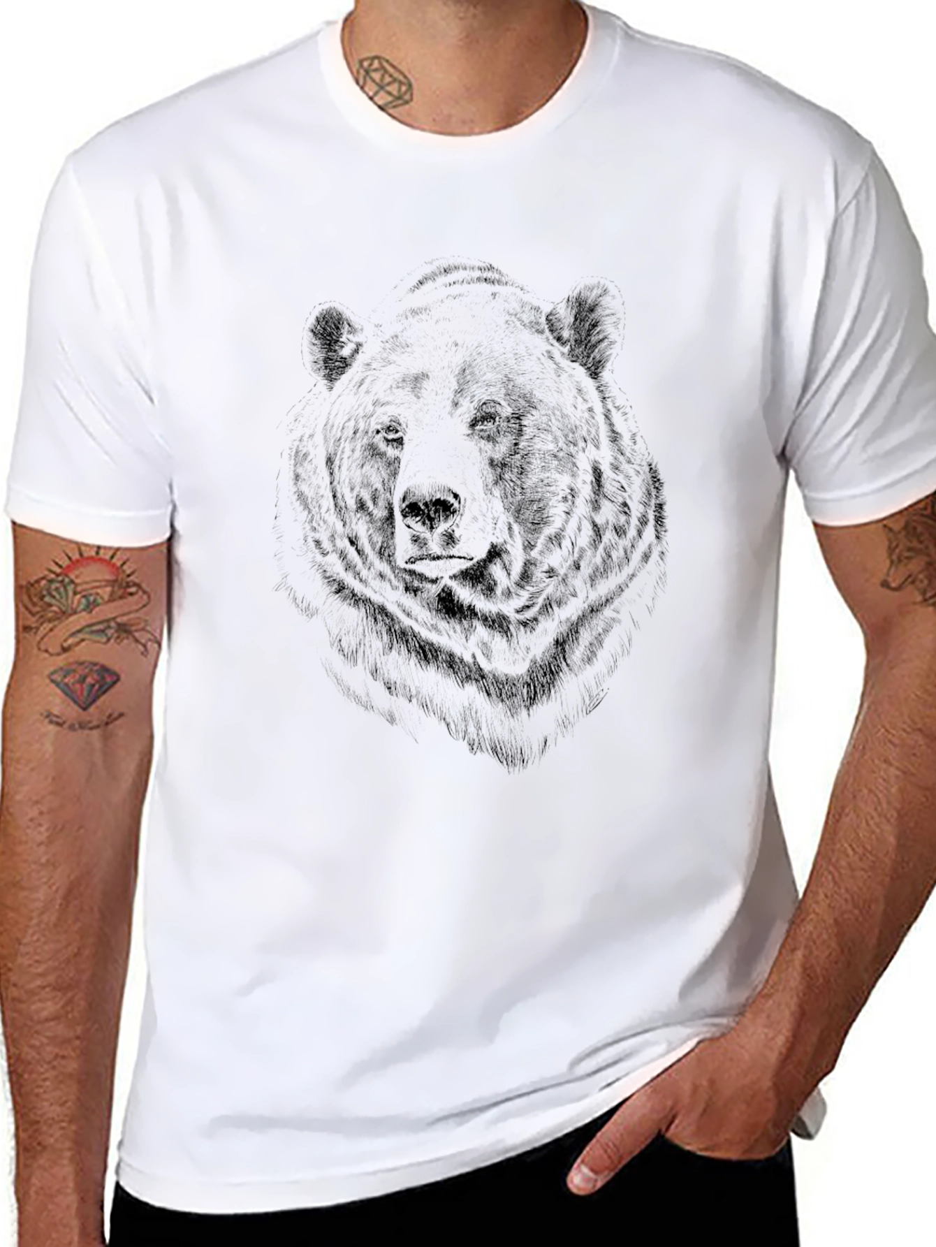 Bear Graphic Print Crew Neck T-Shirt