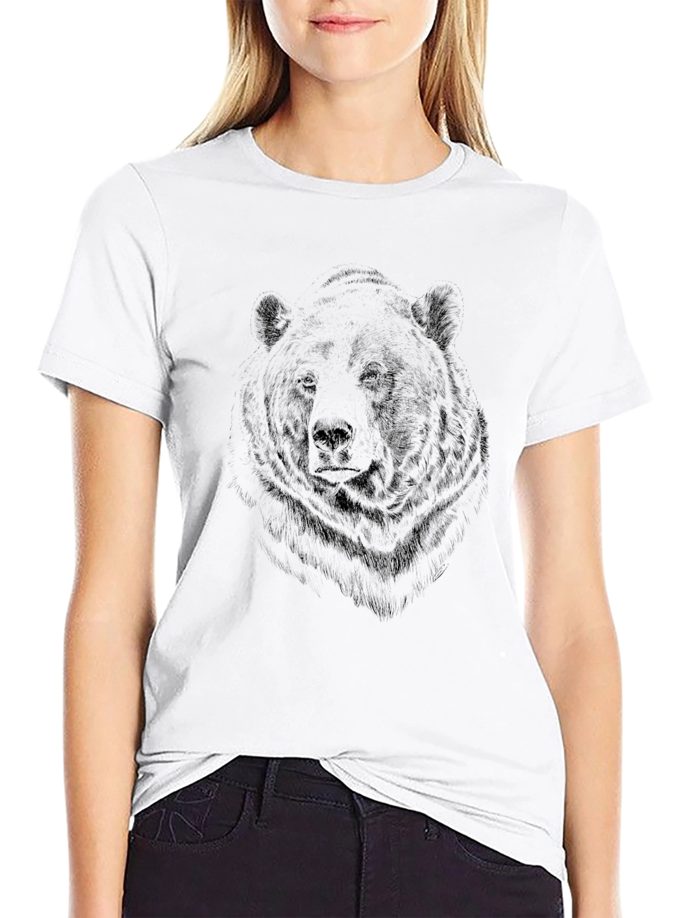 Bear Graphic Print Crew Neck T-Shirt