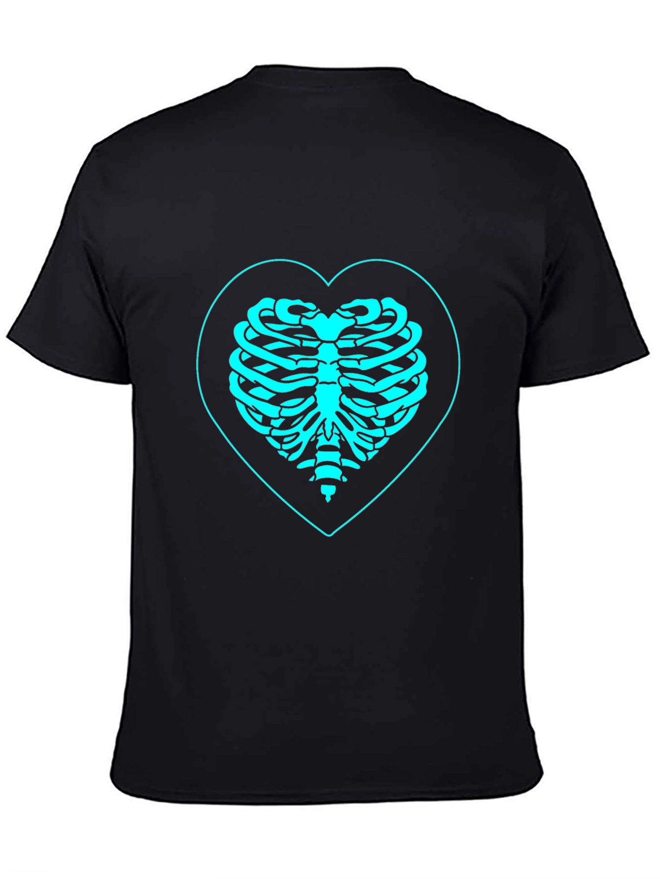 Heart Ribcage Graphic Tee - Black Cotton T-Shirt