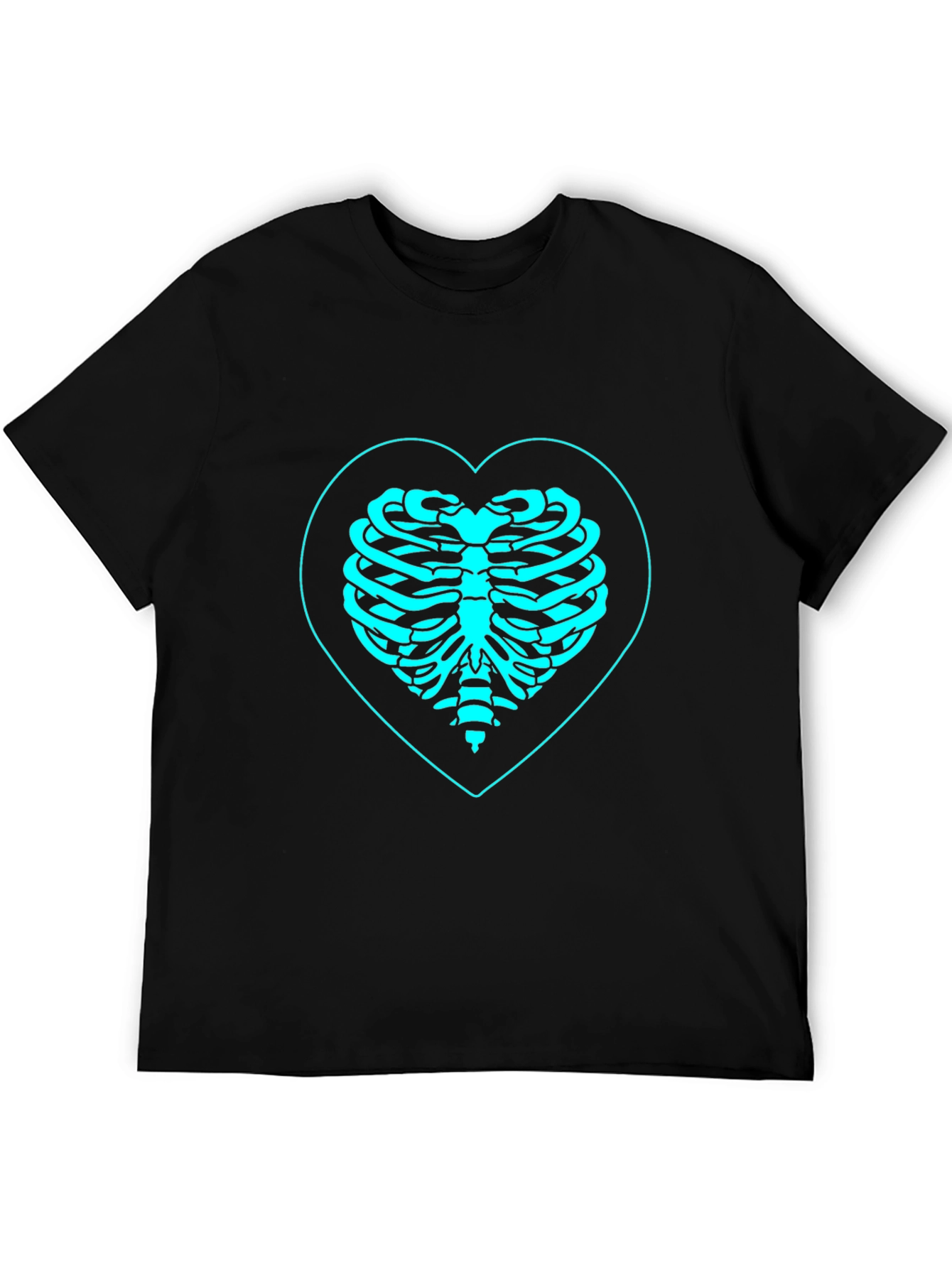 Heart Ribcage Graphic Tee - Black Cotton T-Shirt
