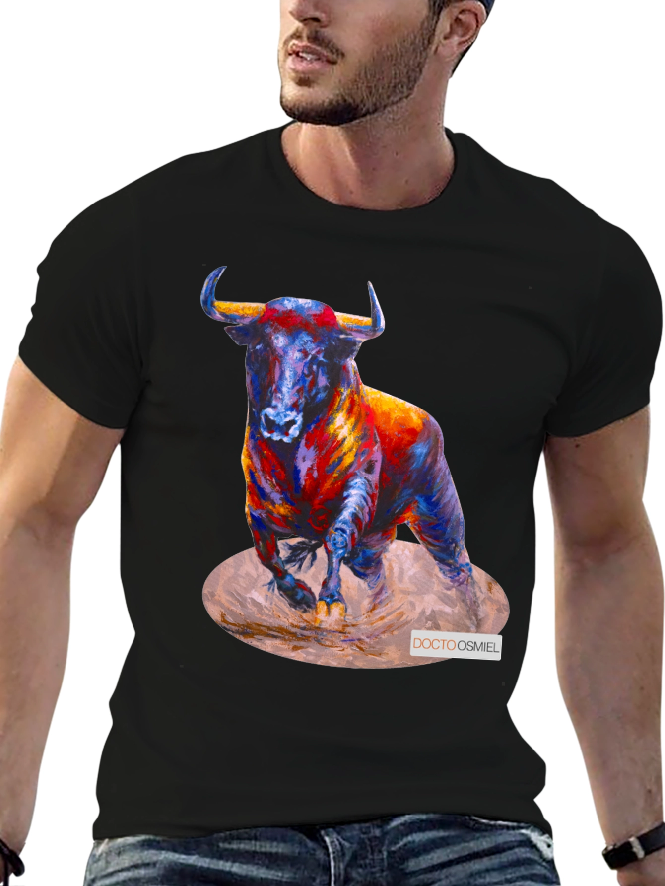 Bold Bull Graphic Tee - Vivid Animal Print