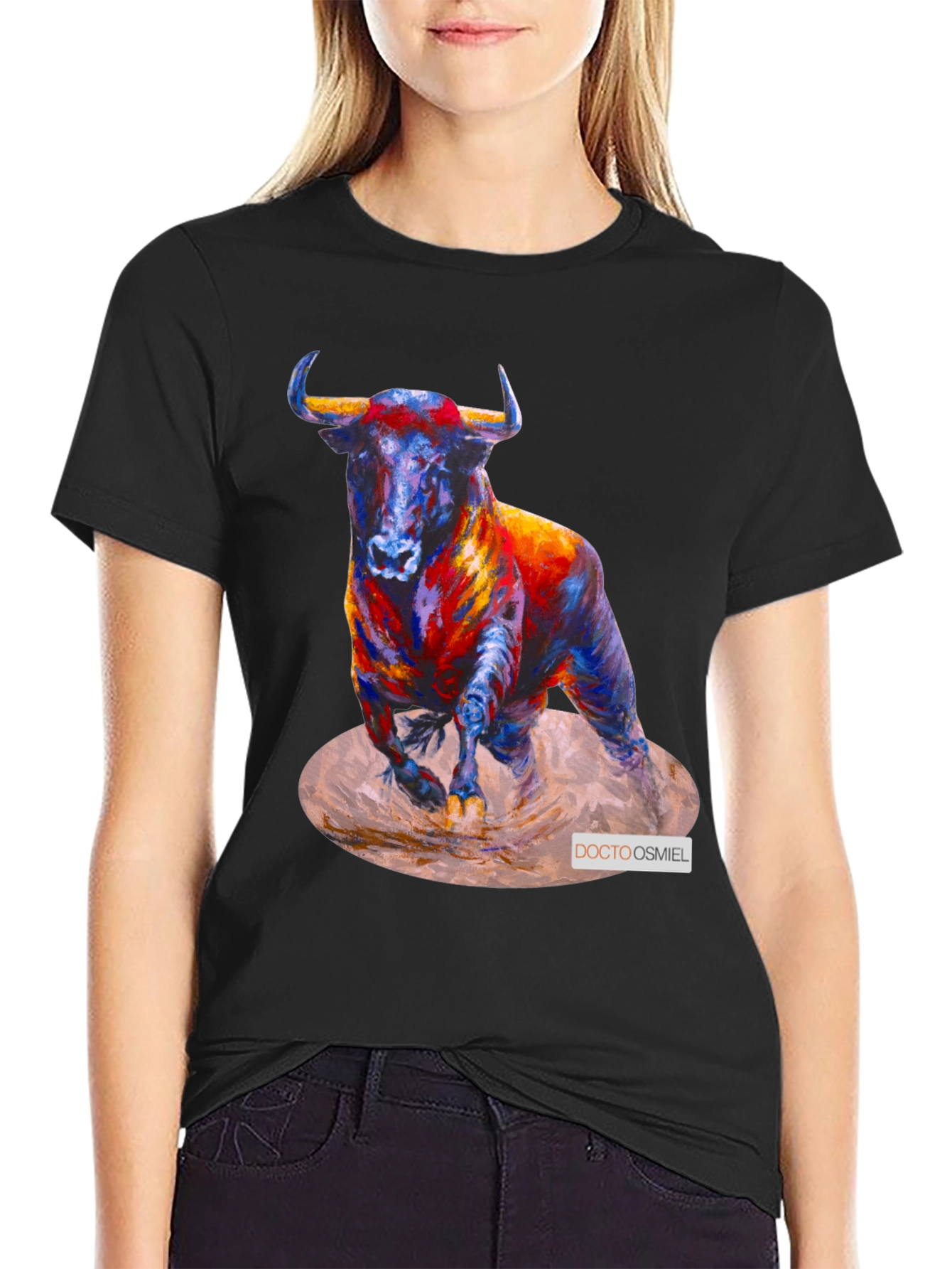 Bold Bull Graphic Tee - Vivid Animal Print