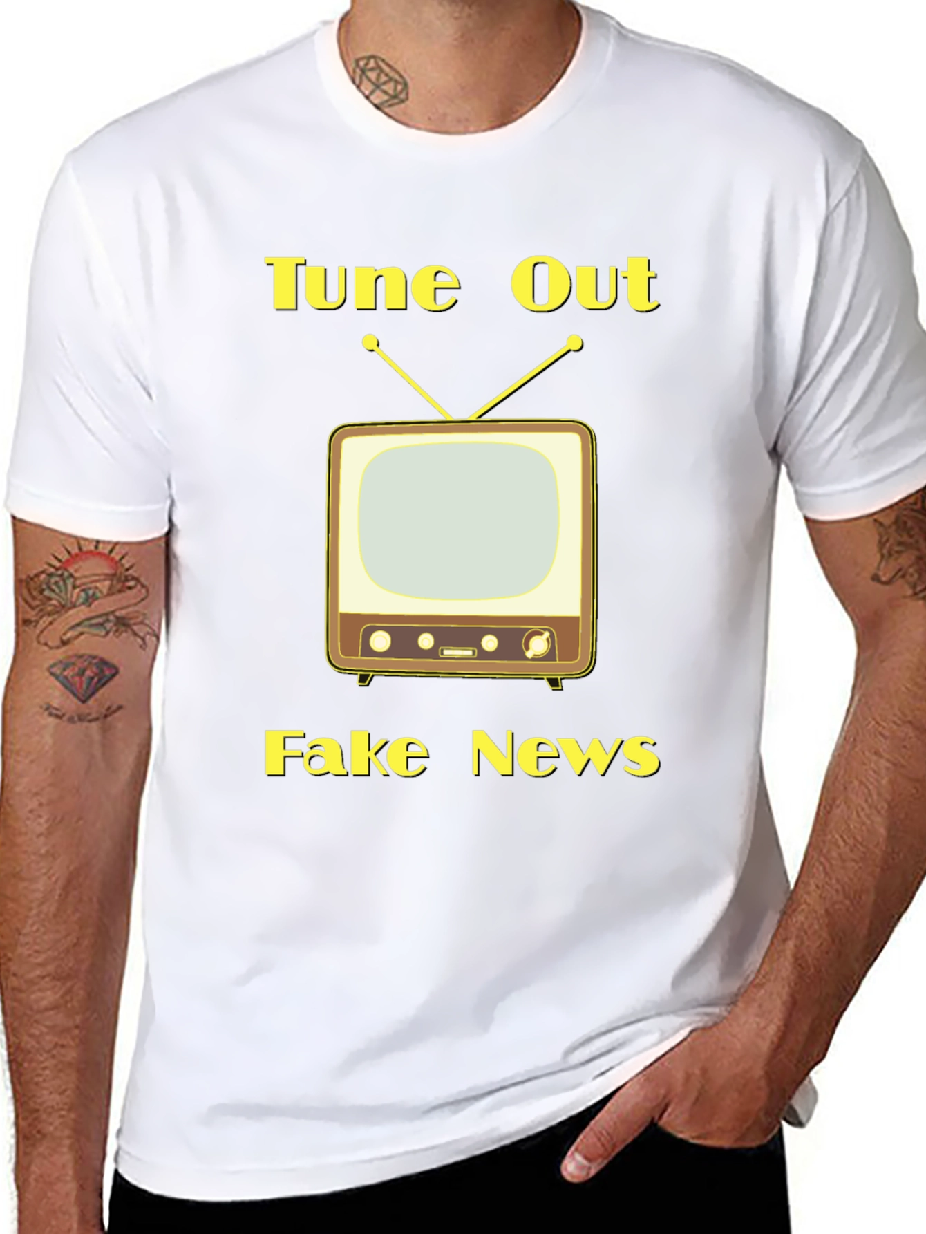 Tune Out Fake News Graphic Tee - Black