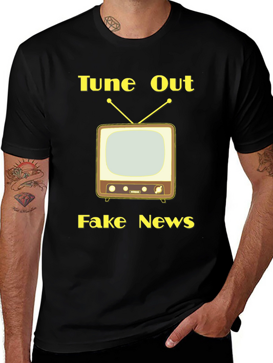 Tune Out Fake News Graphic Tee - Black