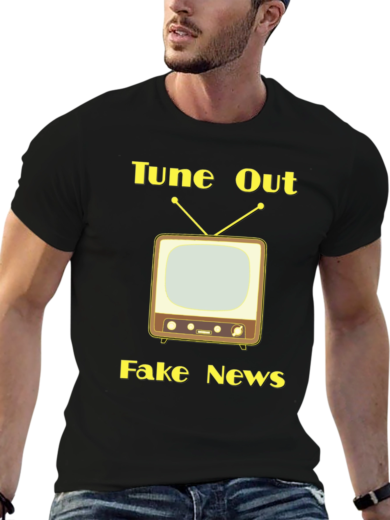 Tune Out Fake News Graphic Tee - Black