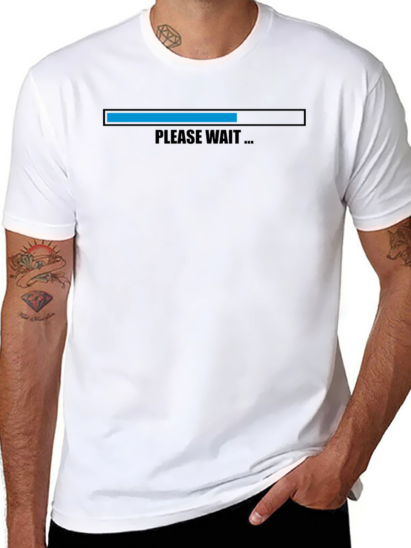 Mens Black Please Wait Graphic Tee