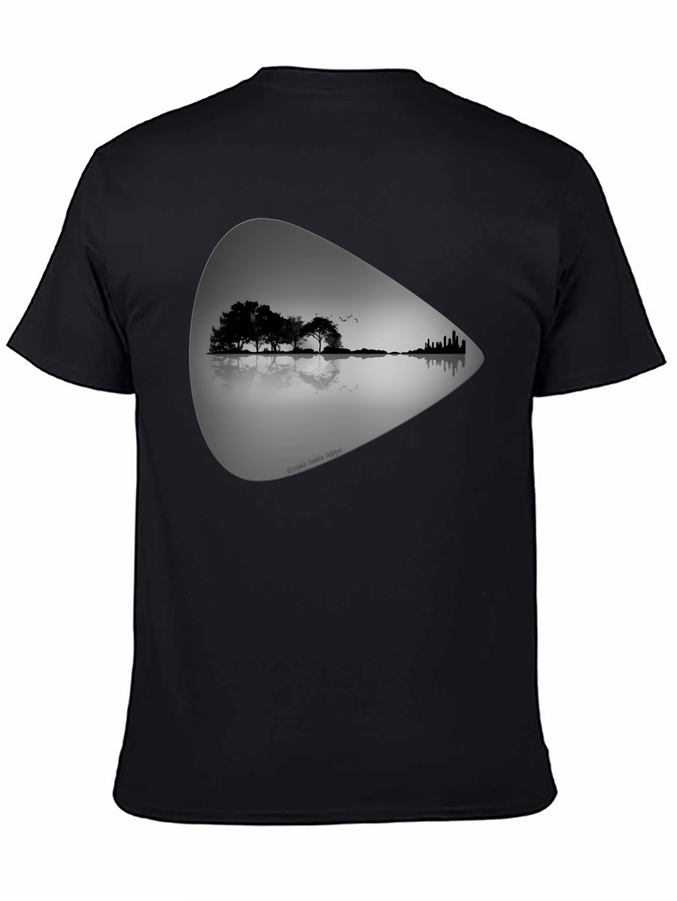 Guitar Landscape Graphic Tee - Black Cotton T-Shirt