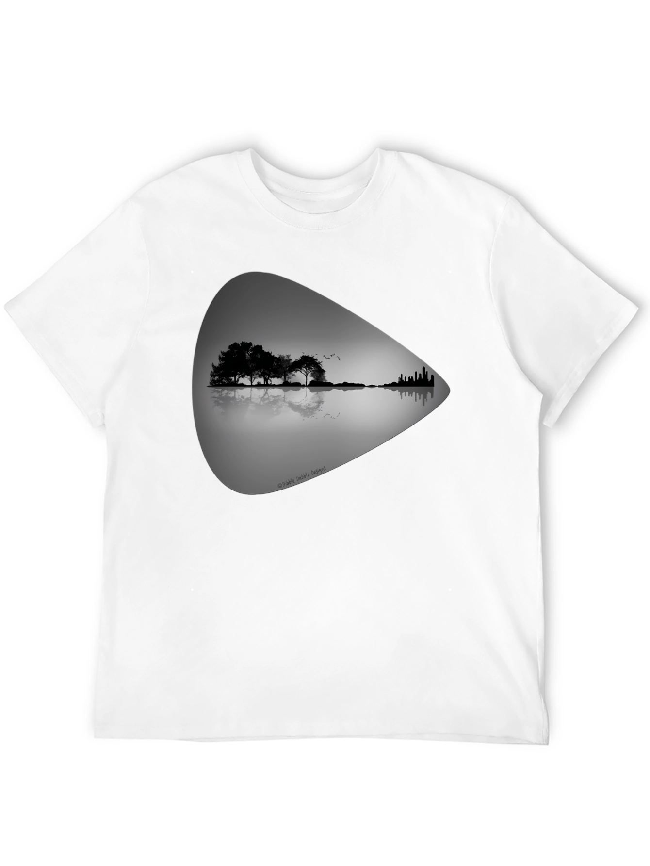 Guitar Landscape Graphic Tee - Black Cotton T-Shirt
