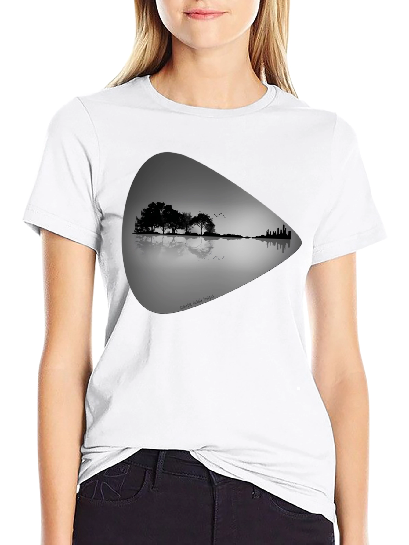 Guitar Landscape Graphic Tee - Black Cotton T-Shirt