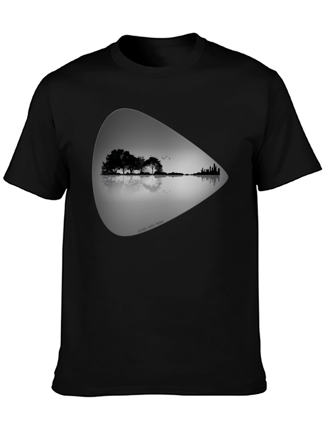 Guitar Landscape Graphic Tee - Black Cotton T-Shirt