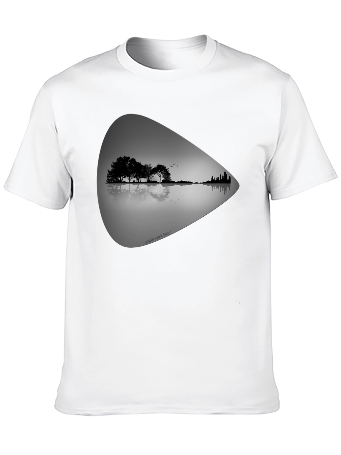 Guitar Landscape Graphic Tee - Black Cotton T-Shirt