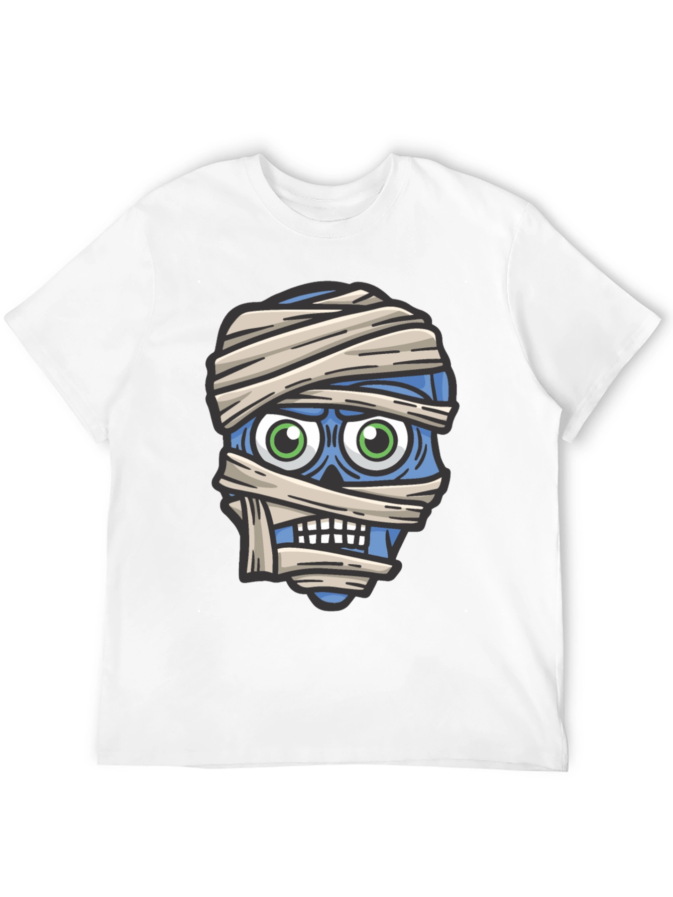 Mummy Head Graphic T-Shirt - Halloween Style
