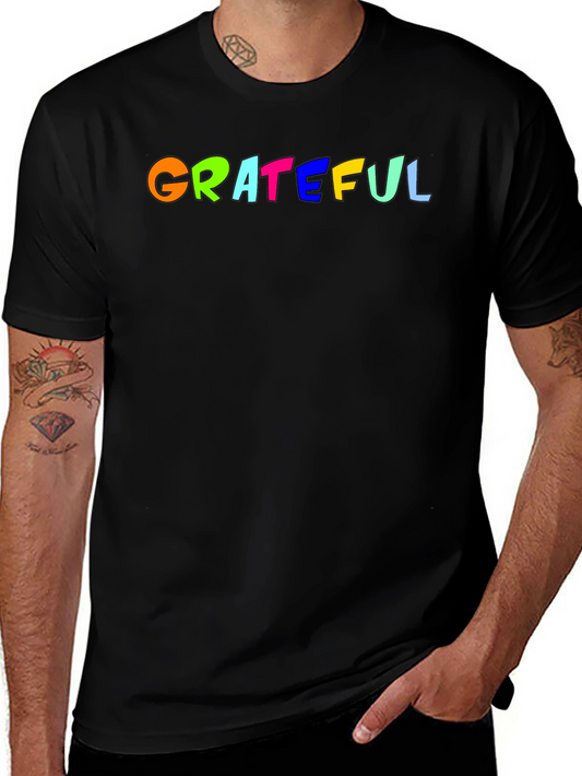 Grateful Colorful Graphic T-Shirt - Trendy Casual Wear