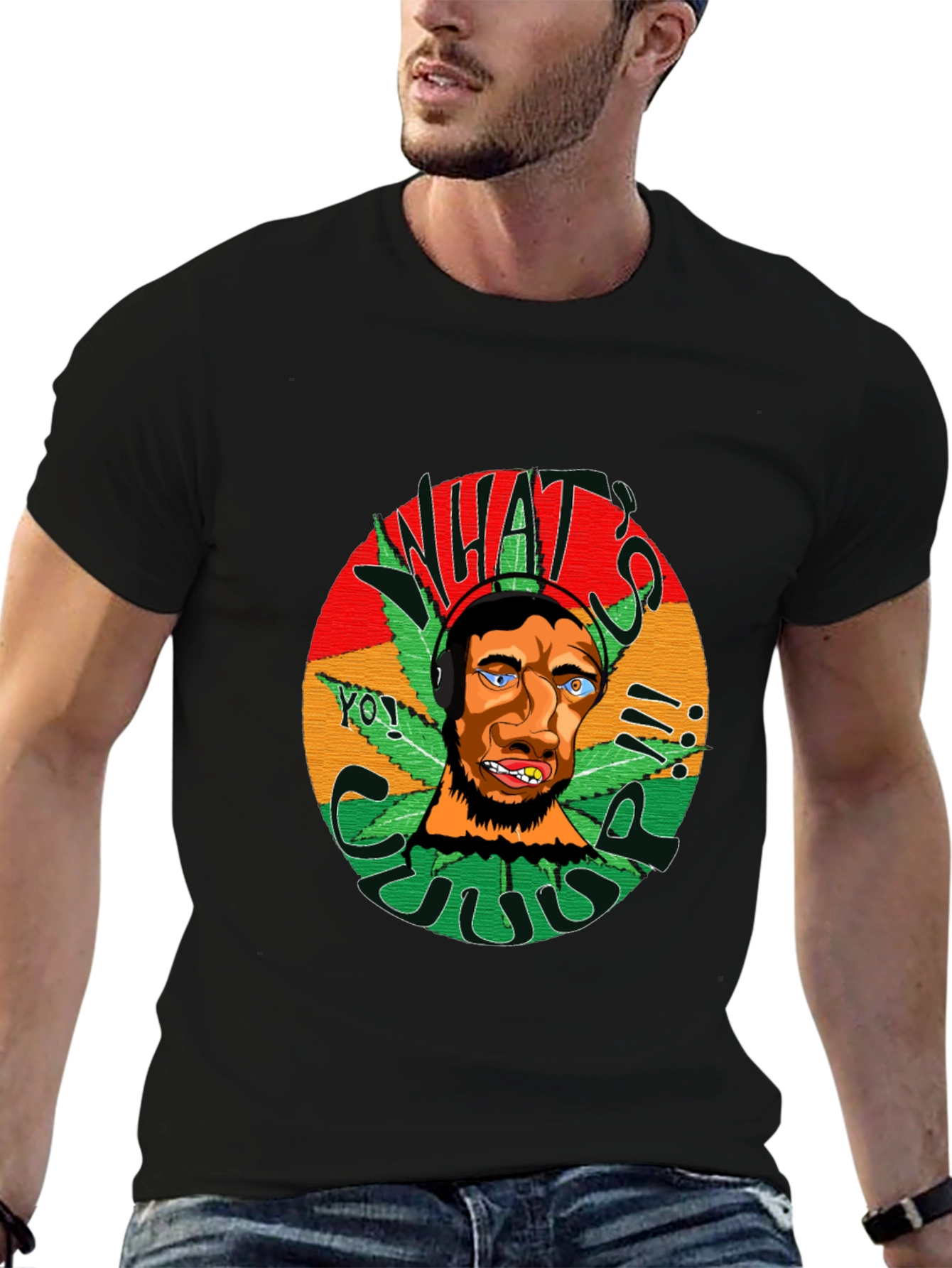Rasta Man Graphic Black T-Shirt