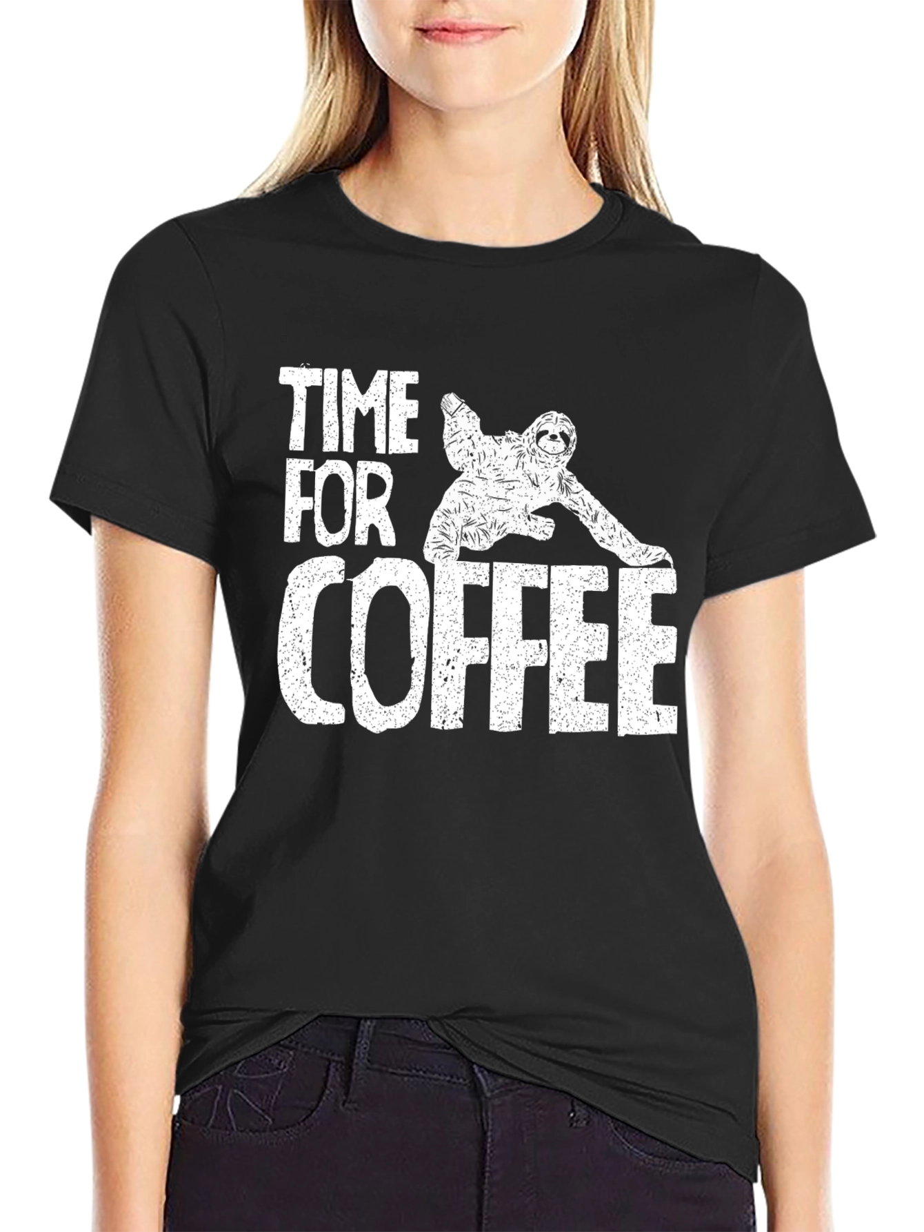 Time for Coffee Sloth Graphic T-Shirt