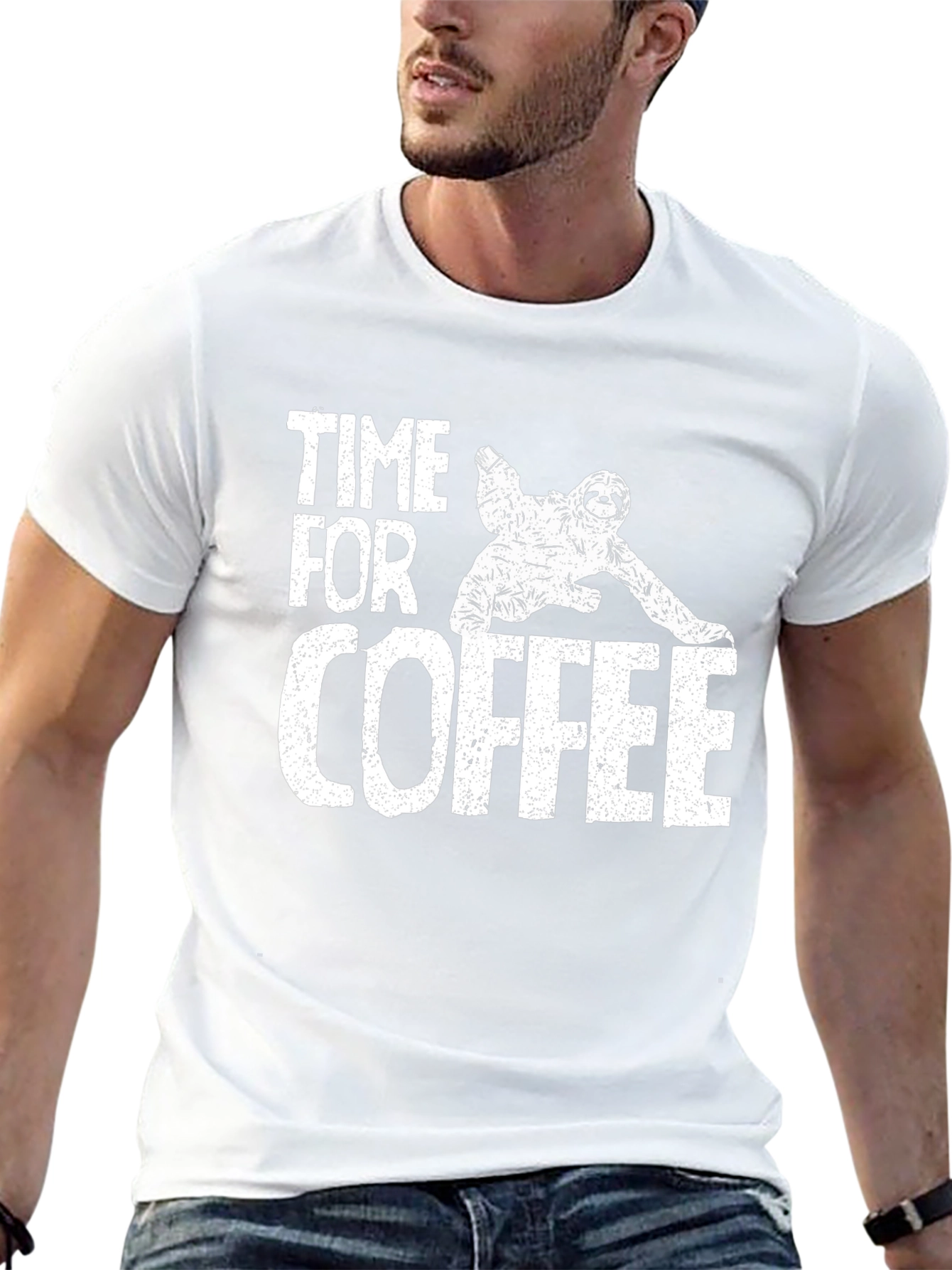 Time for Coffee Sloth Graphic T-Shirt