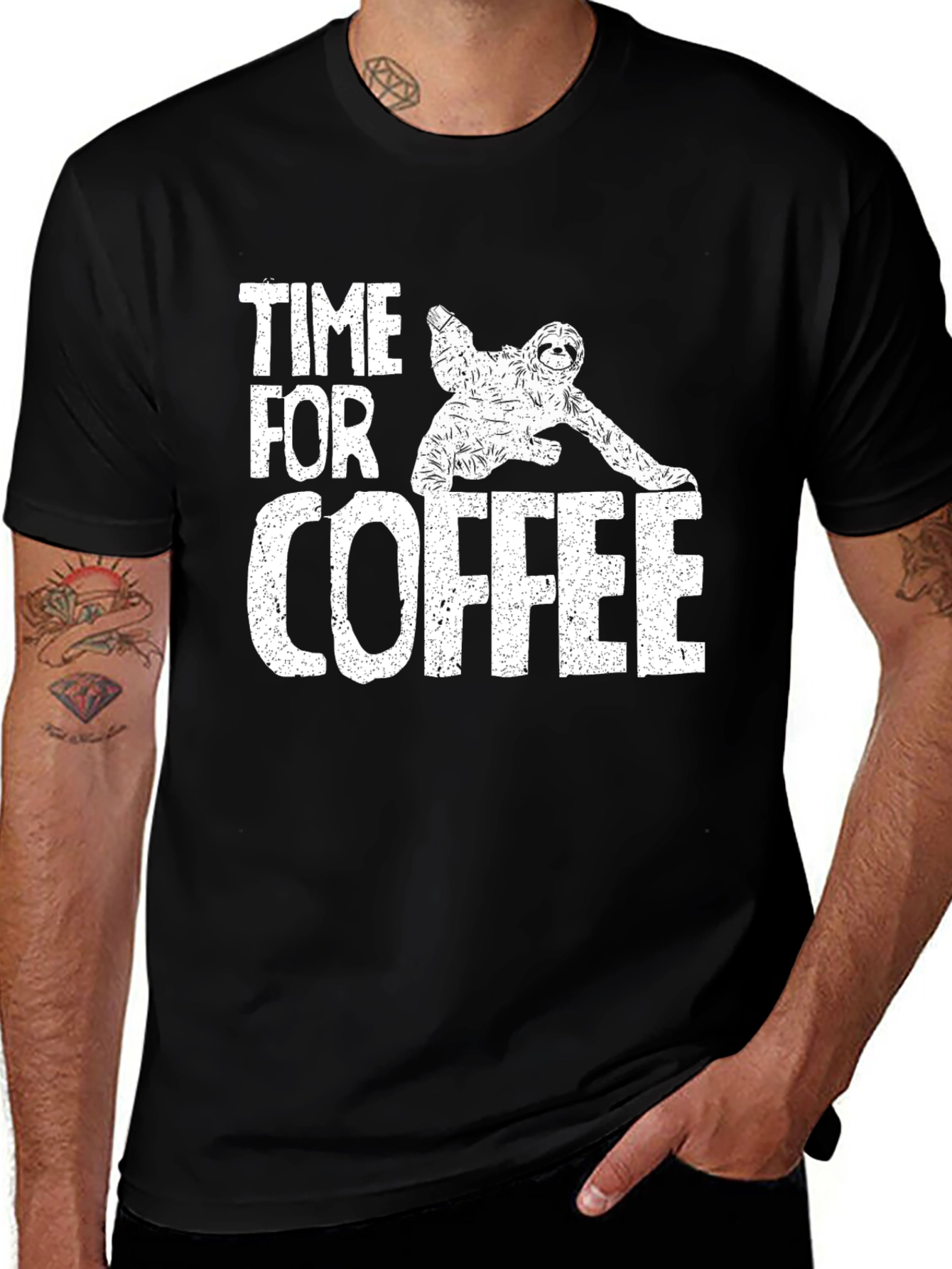 Time for Coffee Sloth Graphic T-Shirt