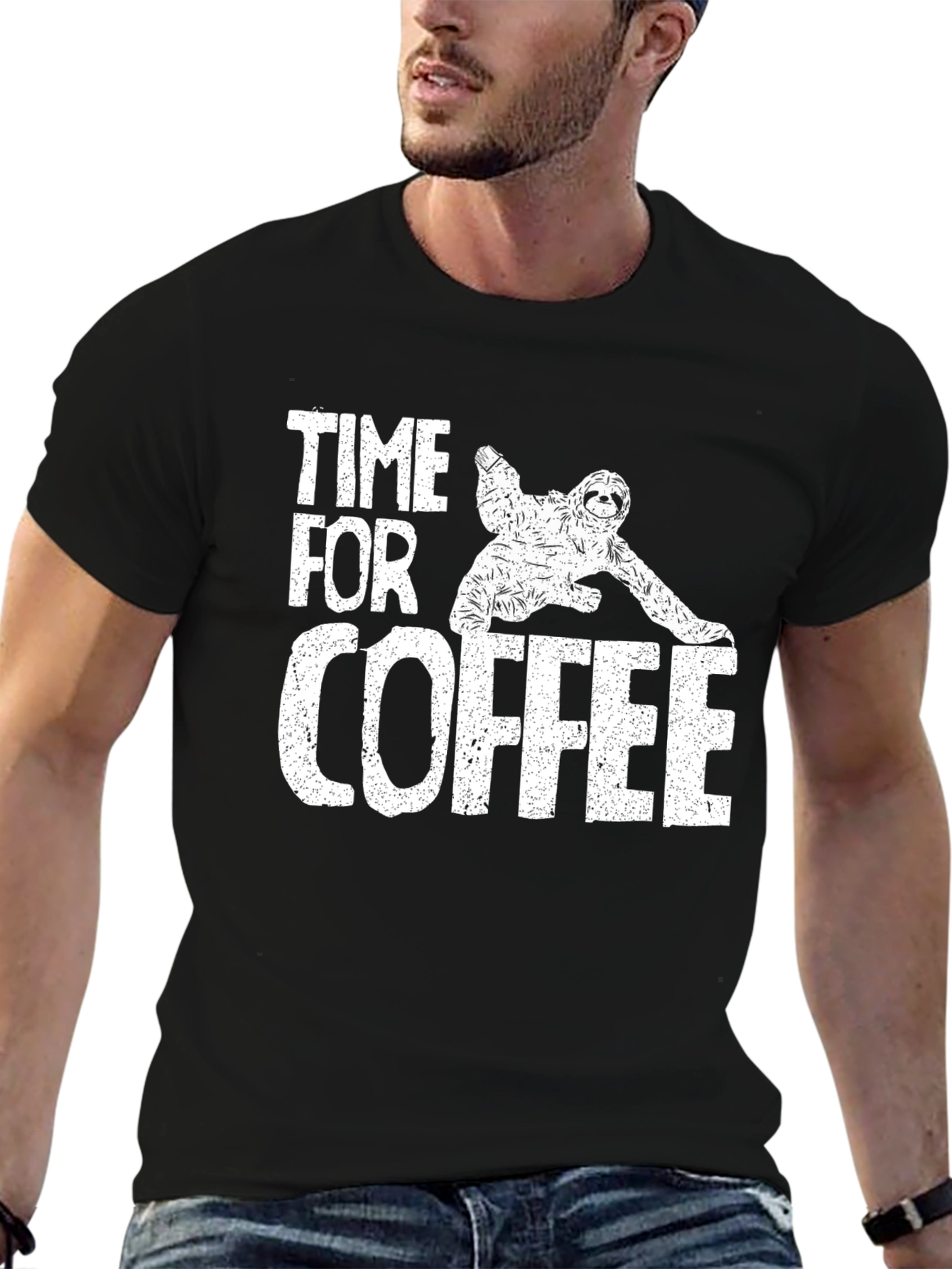 Time for Coffee Sloth Graphic T-Shirt