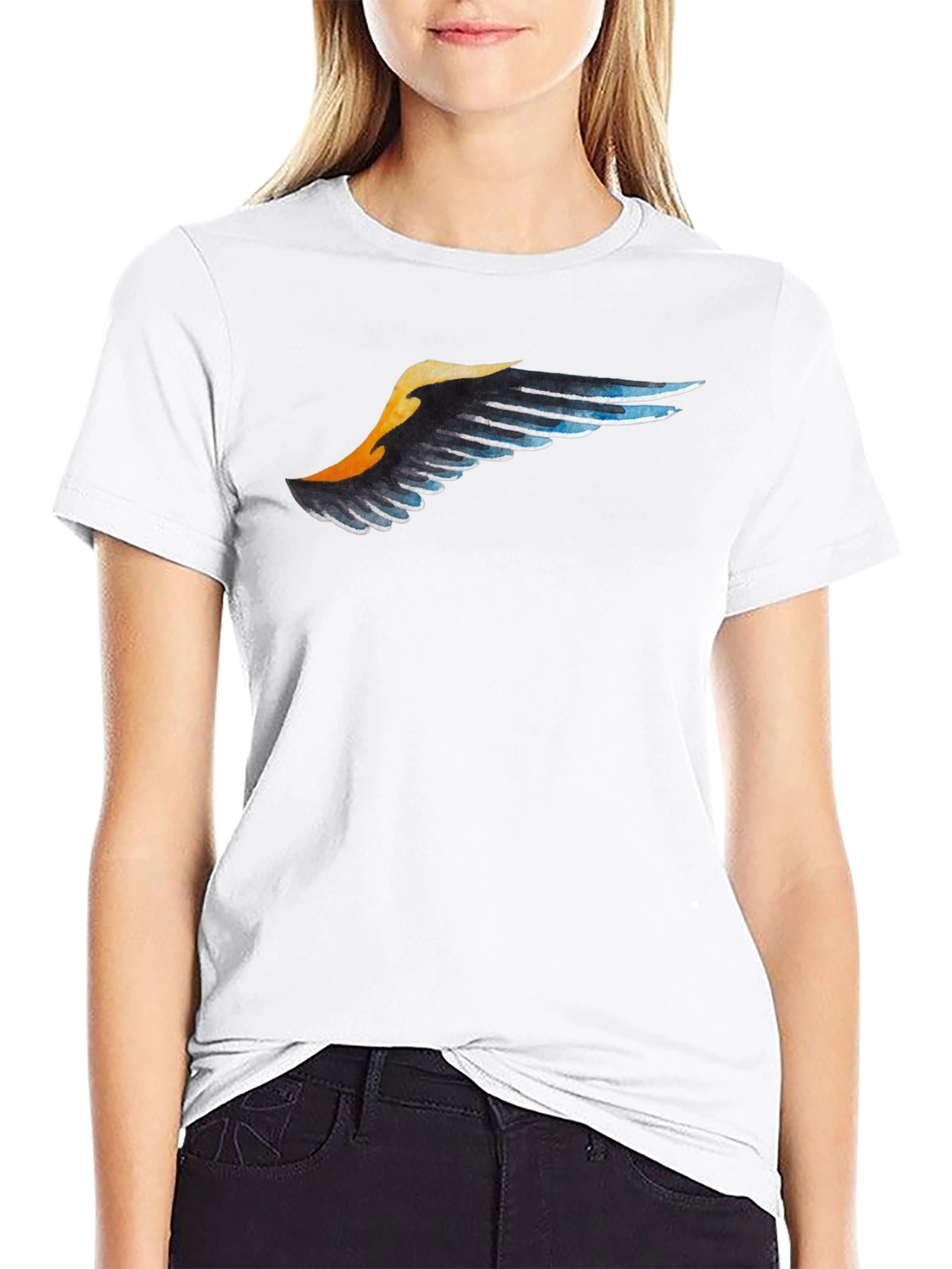 Wing Print Black T-Shirt - Casual Style