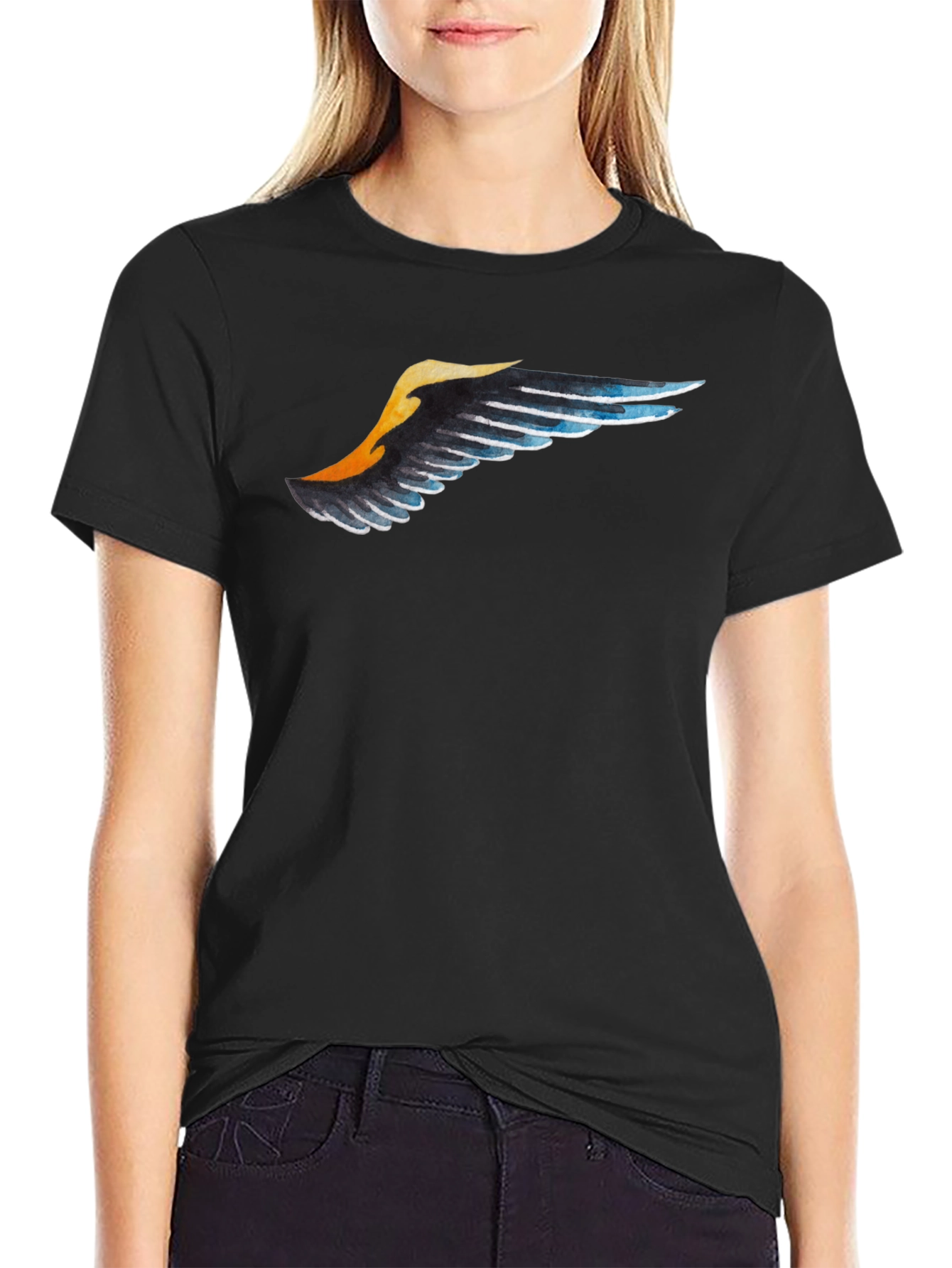 Wing Print Black T-Shirt - Casual Style