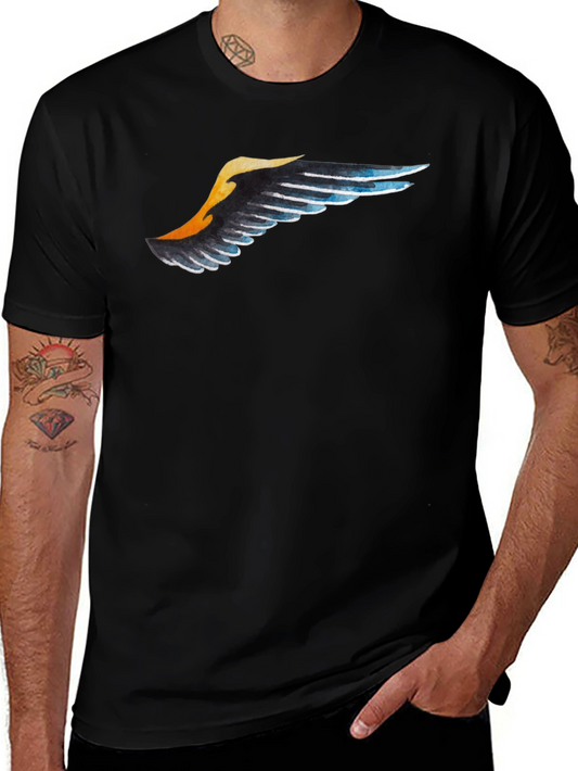 Wing Print Black T-Shirt - Casual Style