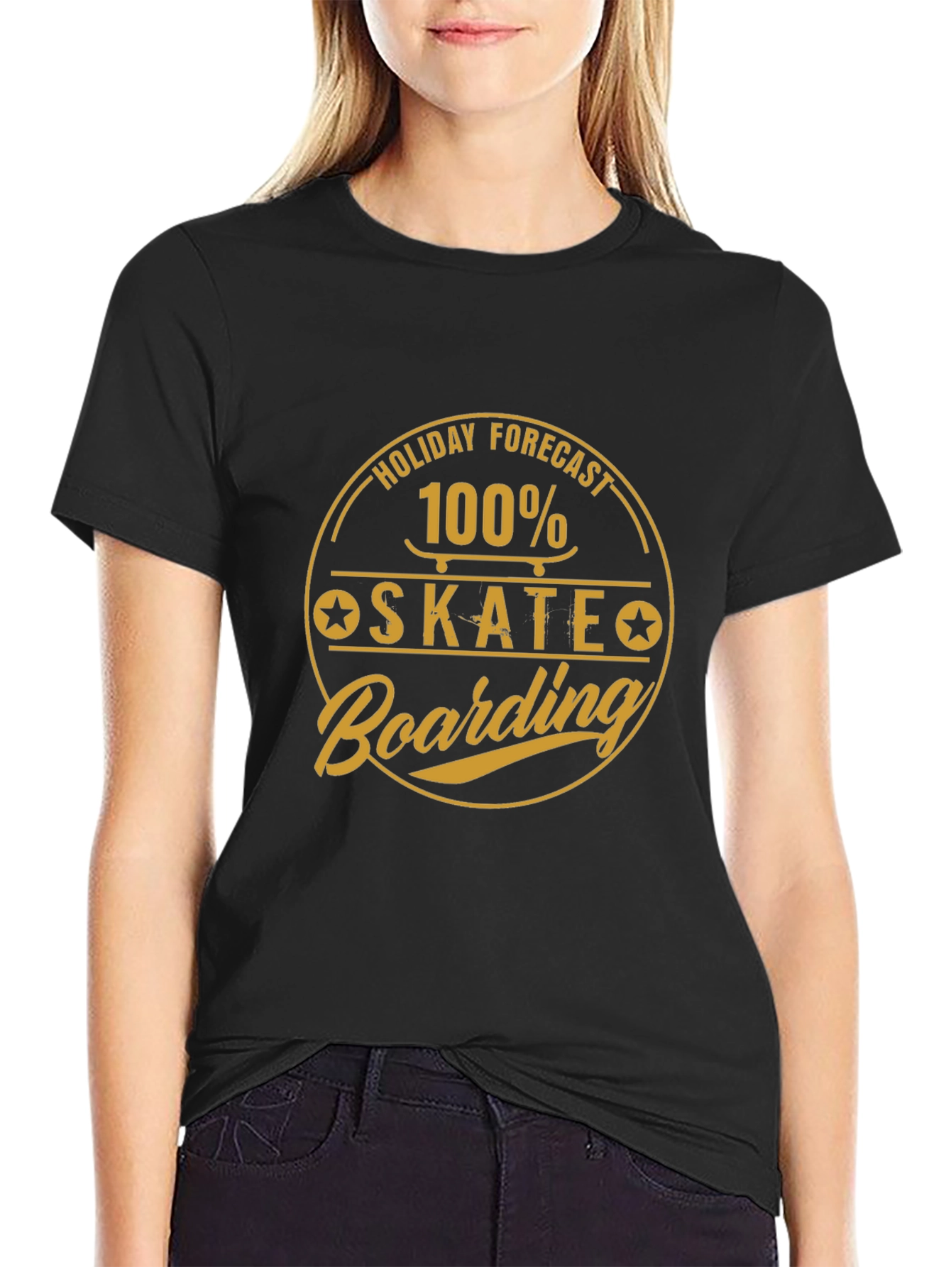 Skateboarding Holiday Forecast Black Tee