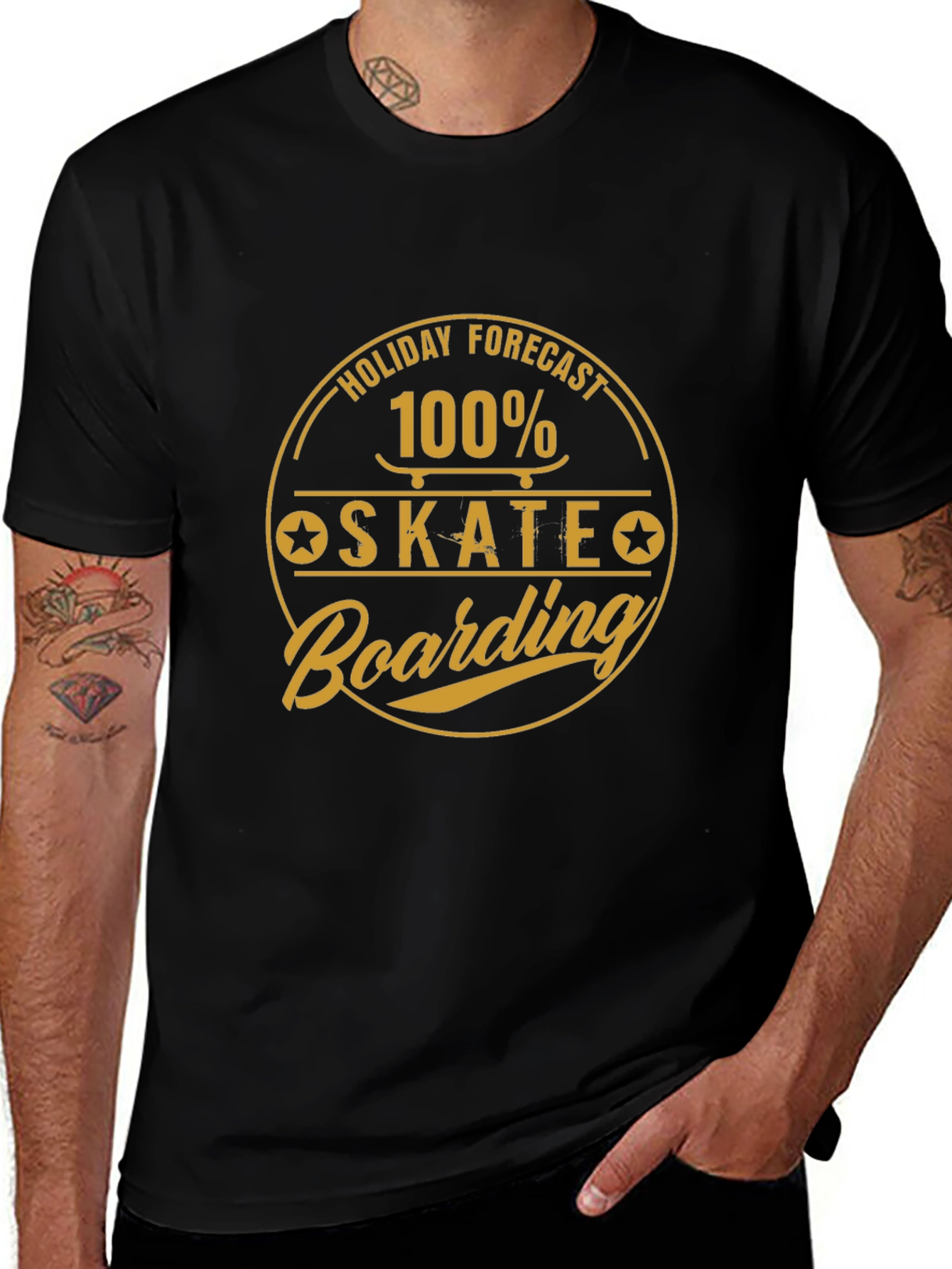 Skateboarding Holiday Forecast Black Tee