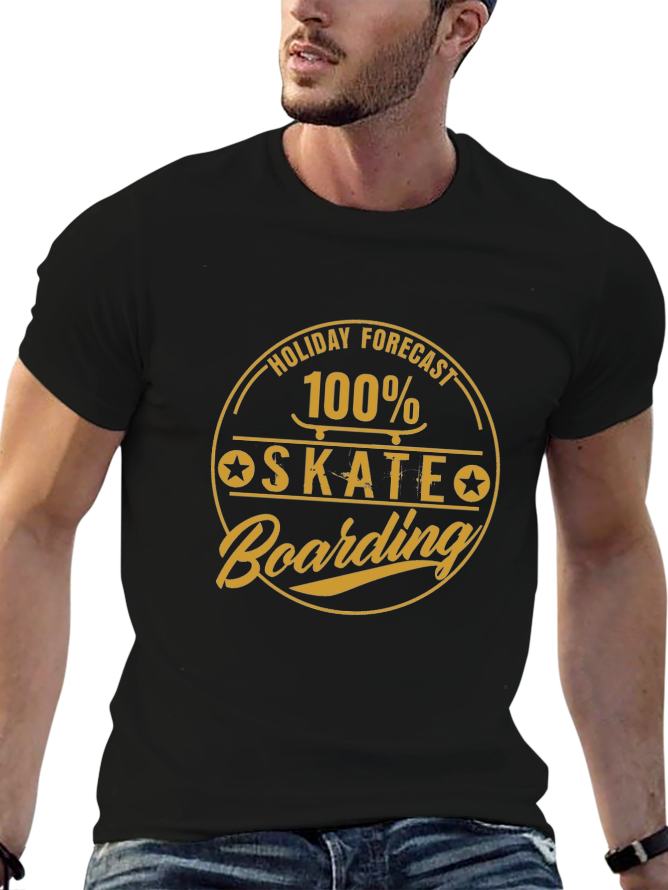 Skateboarding Holiday Forecast Black Tee
