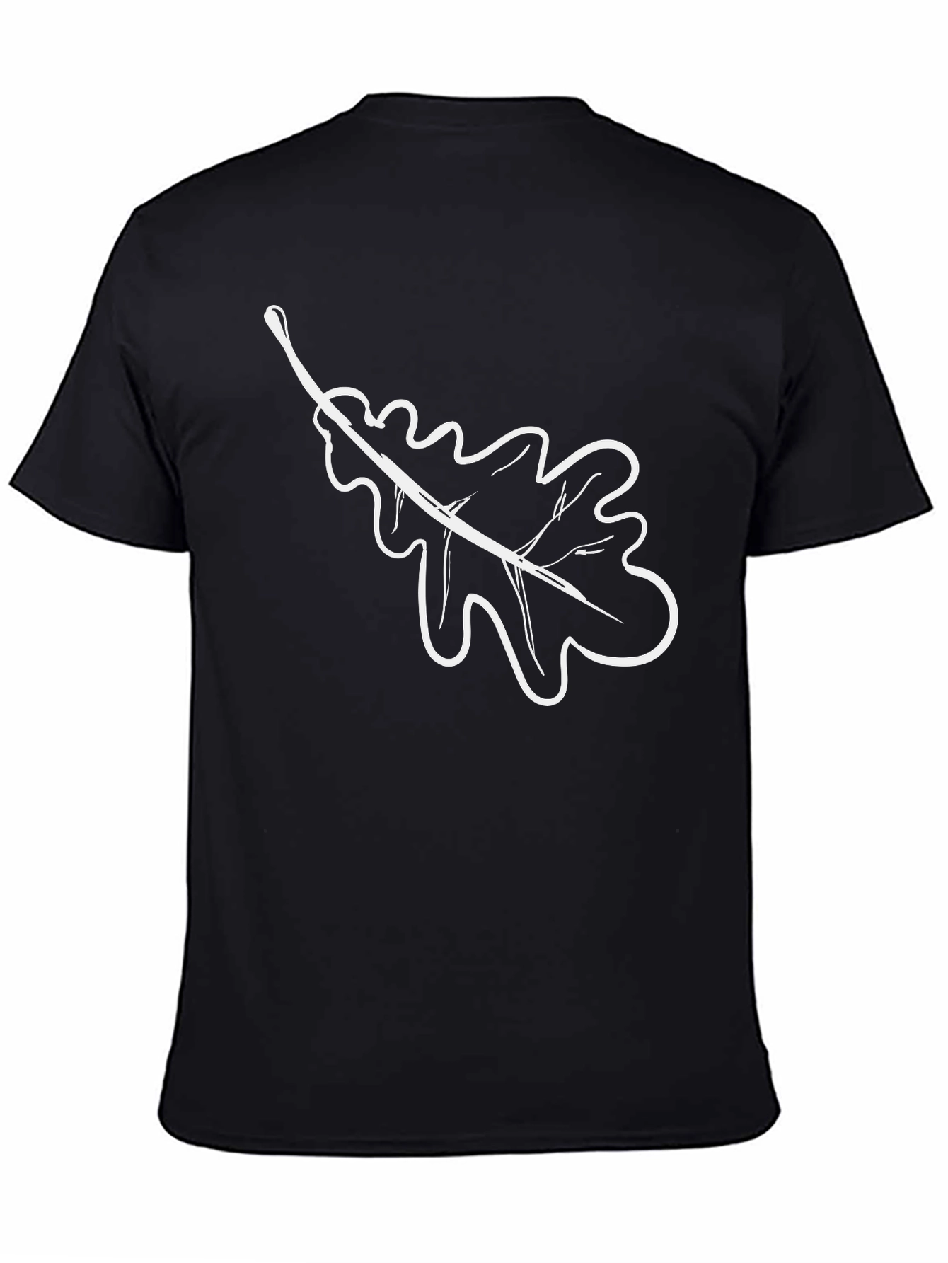 Black T-Shirt with White Oak Leaf Design