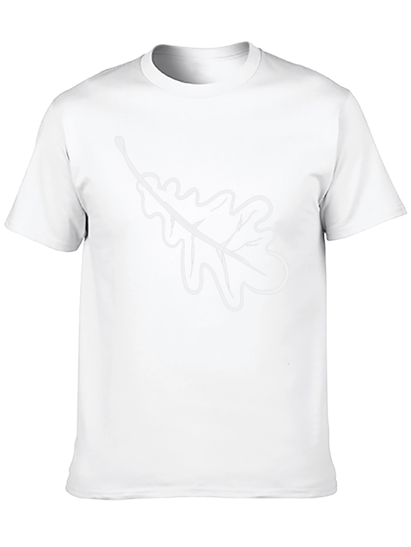 Black T-Shirt with White Oak Leaf Design