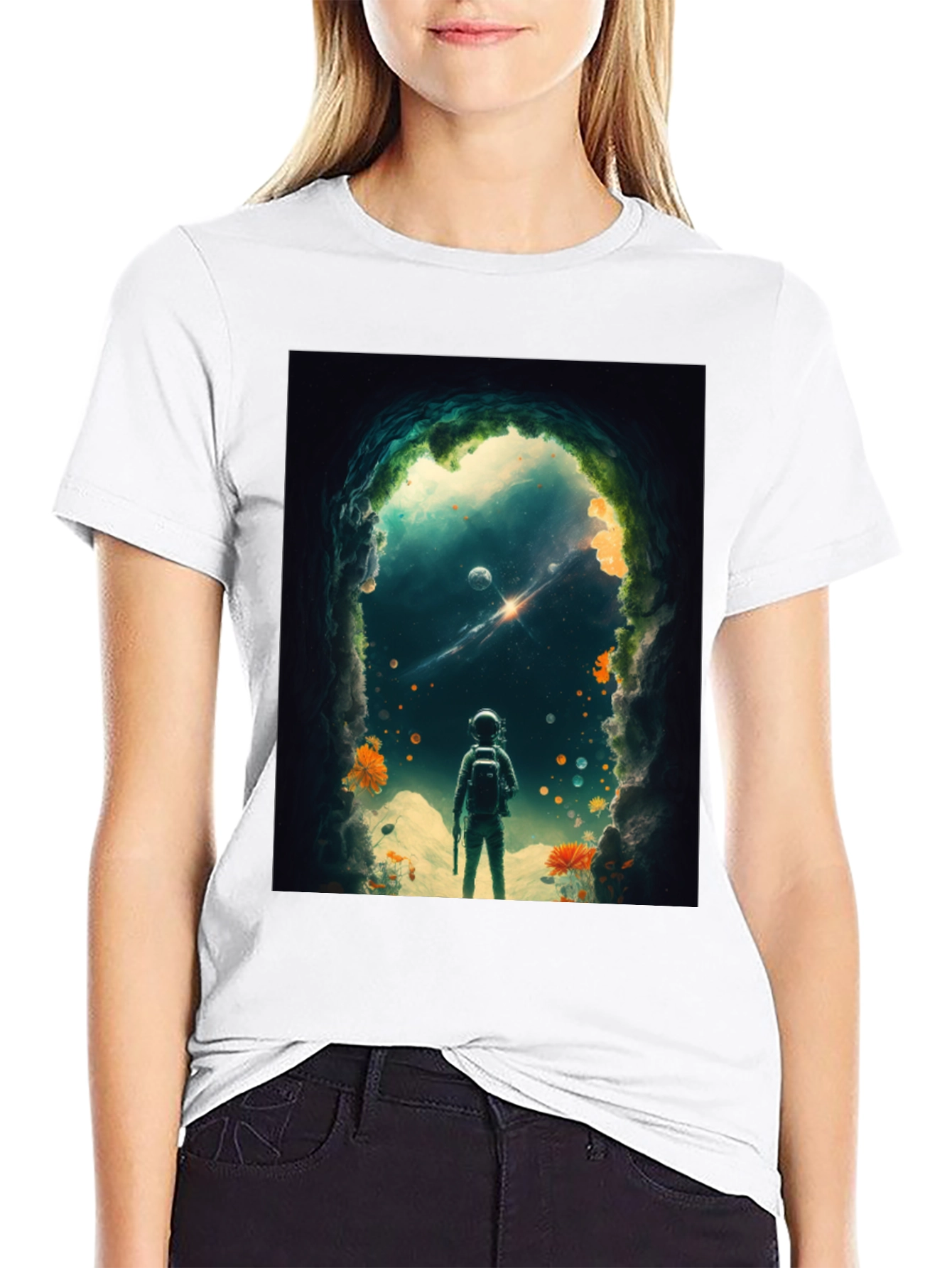 Astronaut in Space Portal Graphic T-Shirt