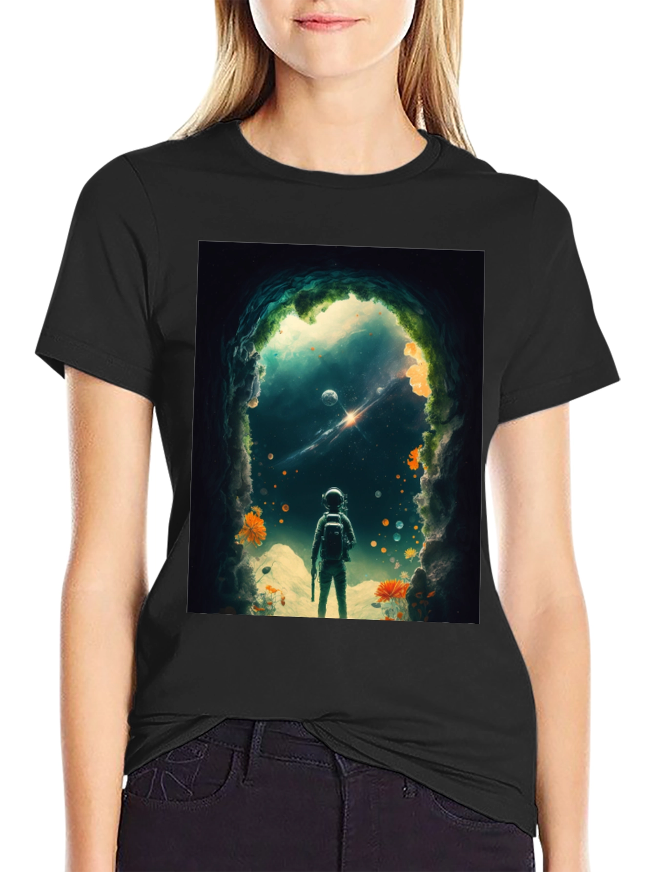 Astronaut in Space Portal Graphic T-Shirt