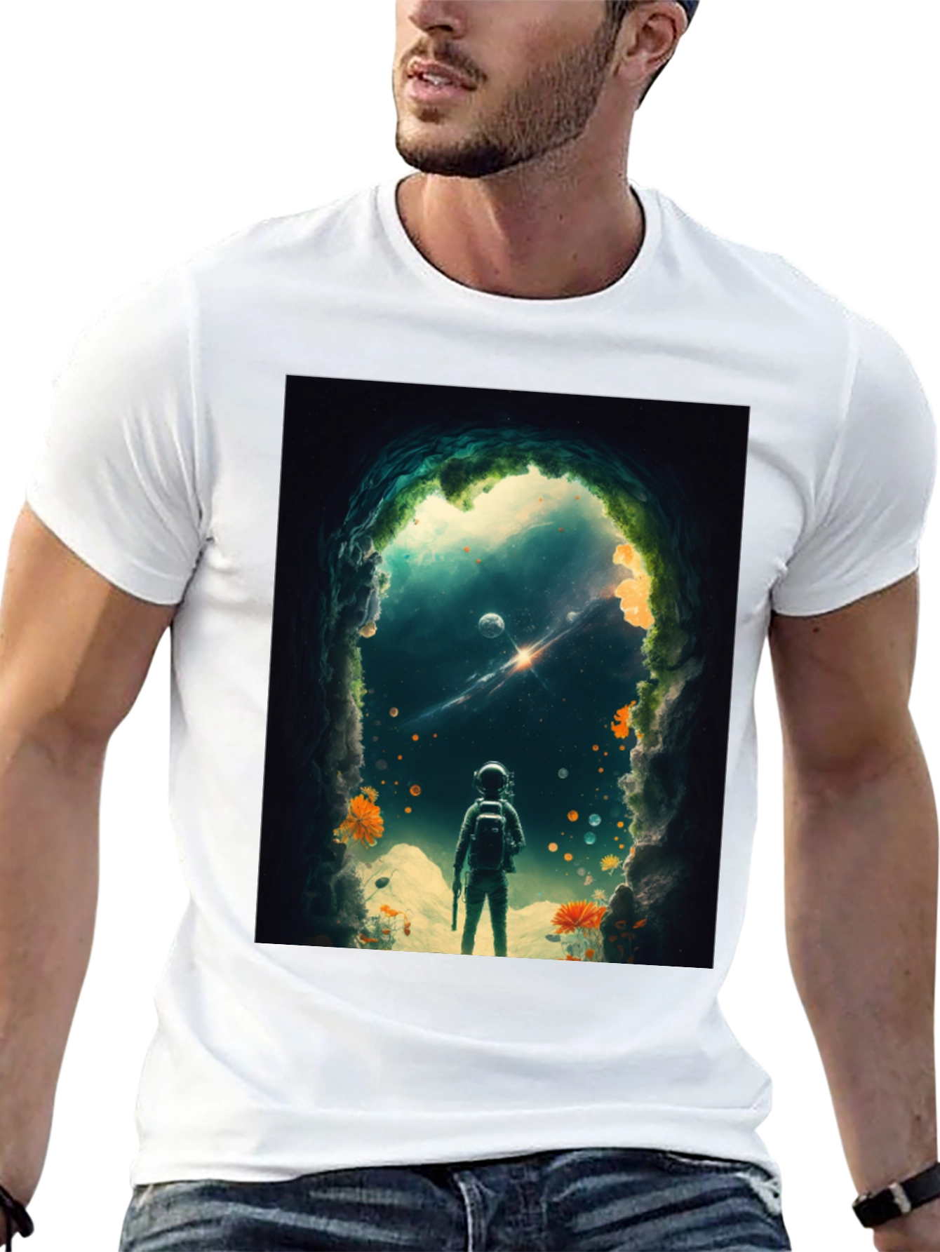 Astronaut in Space Portal Graphic T-Shirt