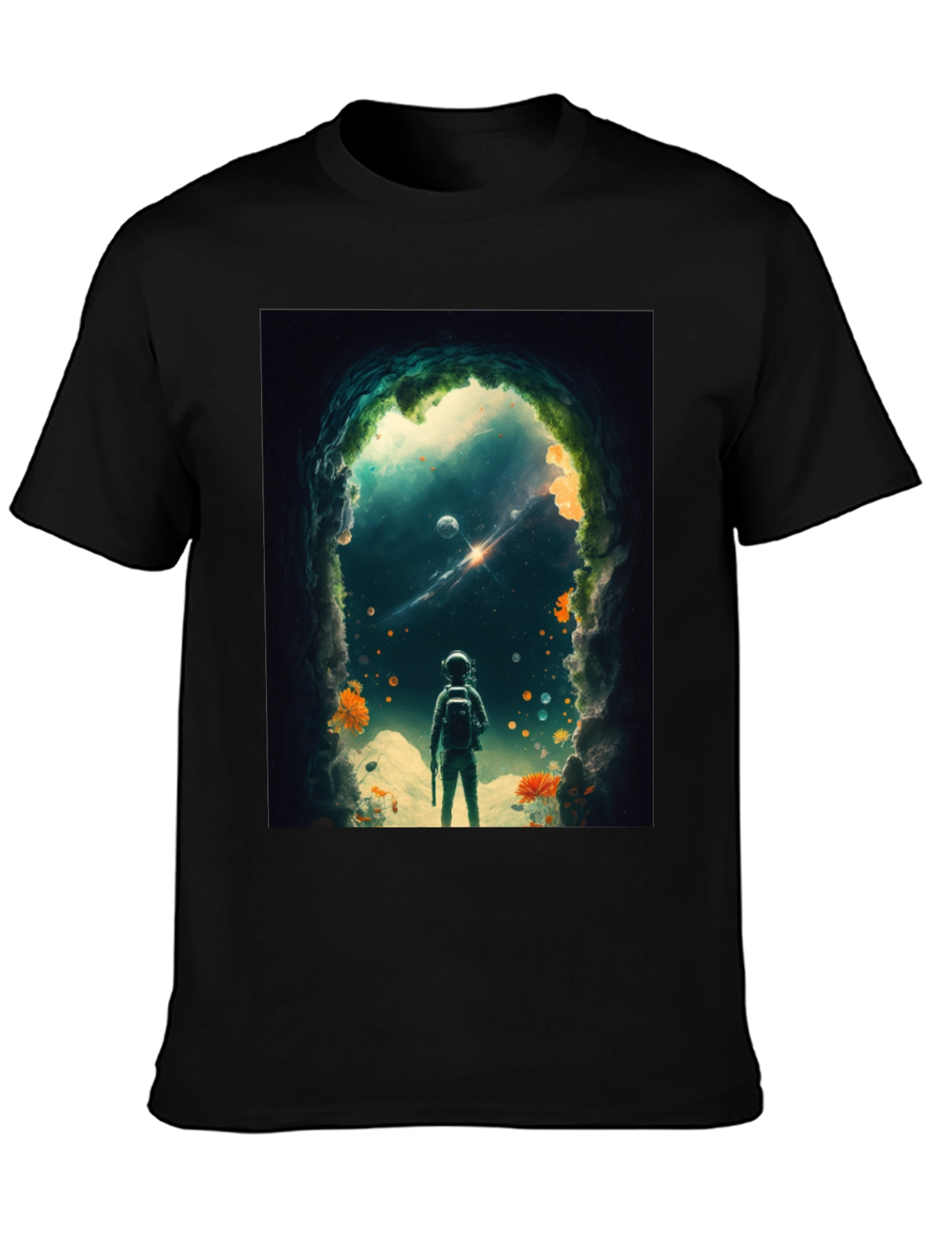 Astronaut in Space Portal Graphic T-Shirt