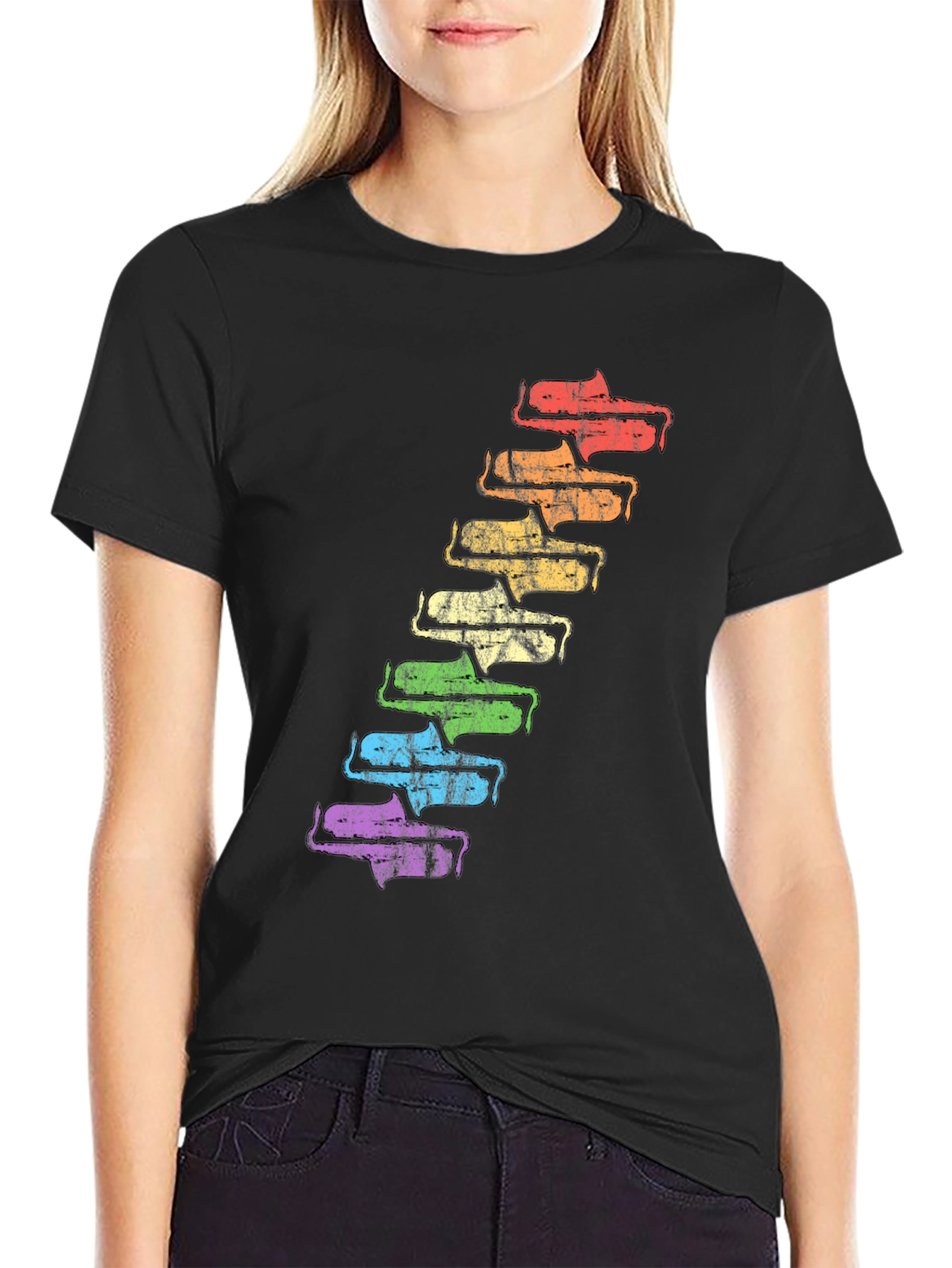 Retro Rainbow Saxophone T-Shirt - Unique Music Lover Tee