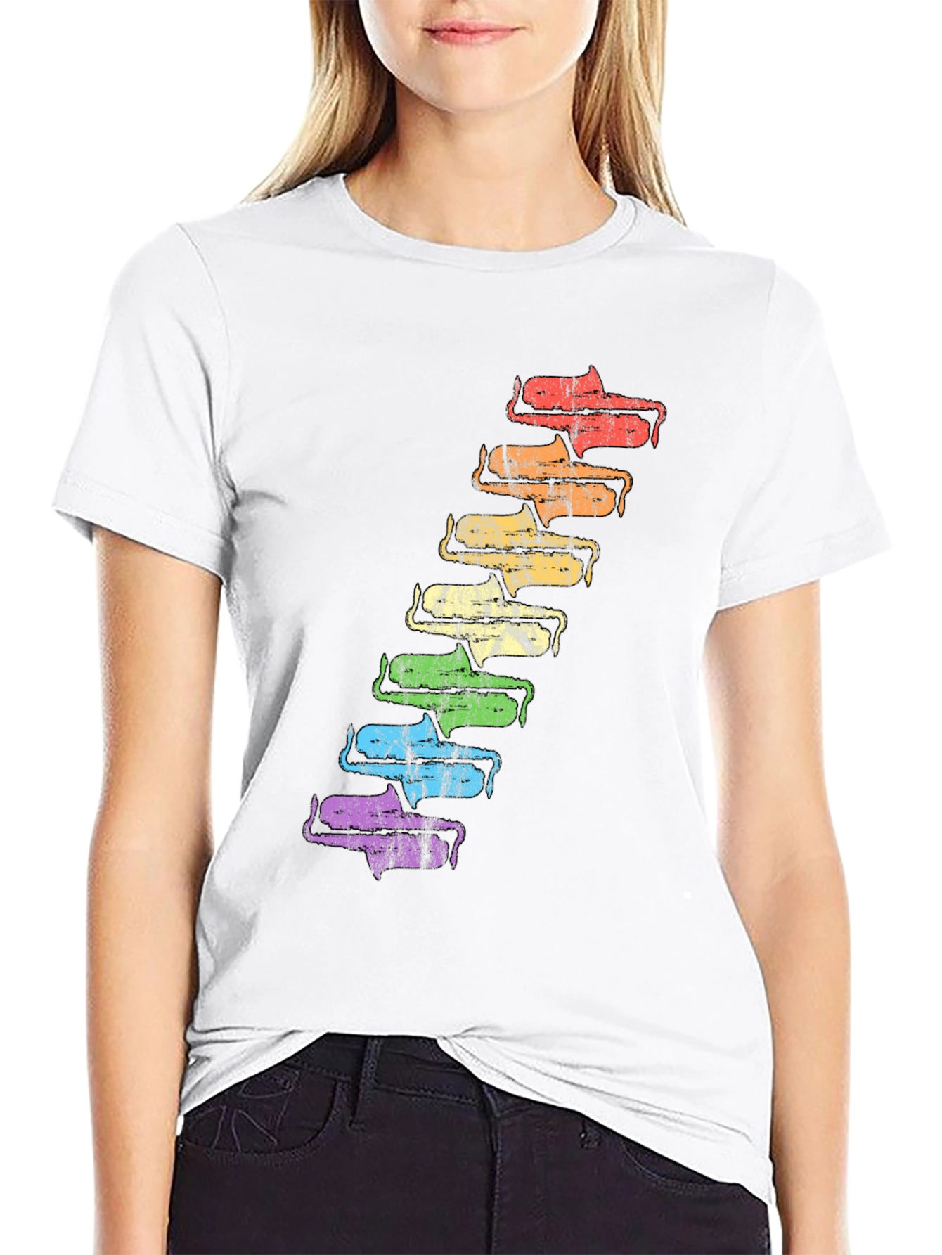 Retro Rainbow Saxophone T-Shirt - Unique Music Lover Tee