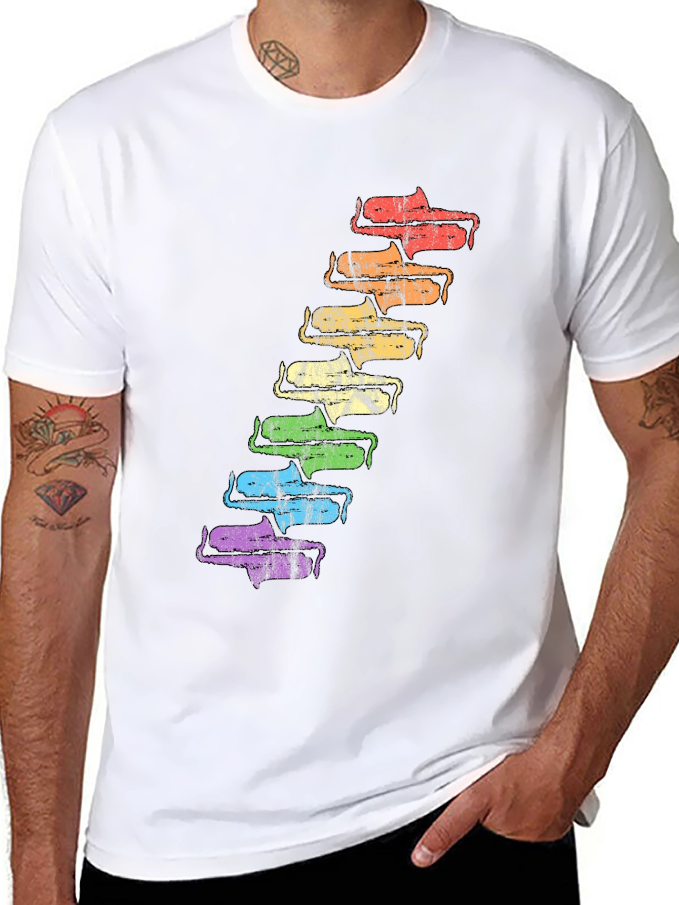 Retro Rainbow Saxophone T-Shirt - Unique Music Lover Tee
